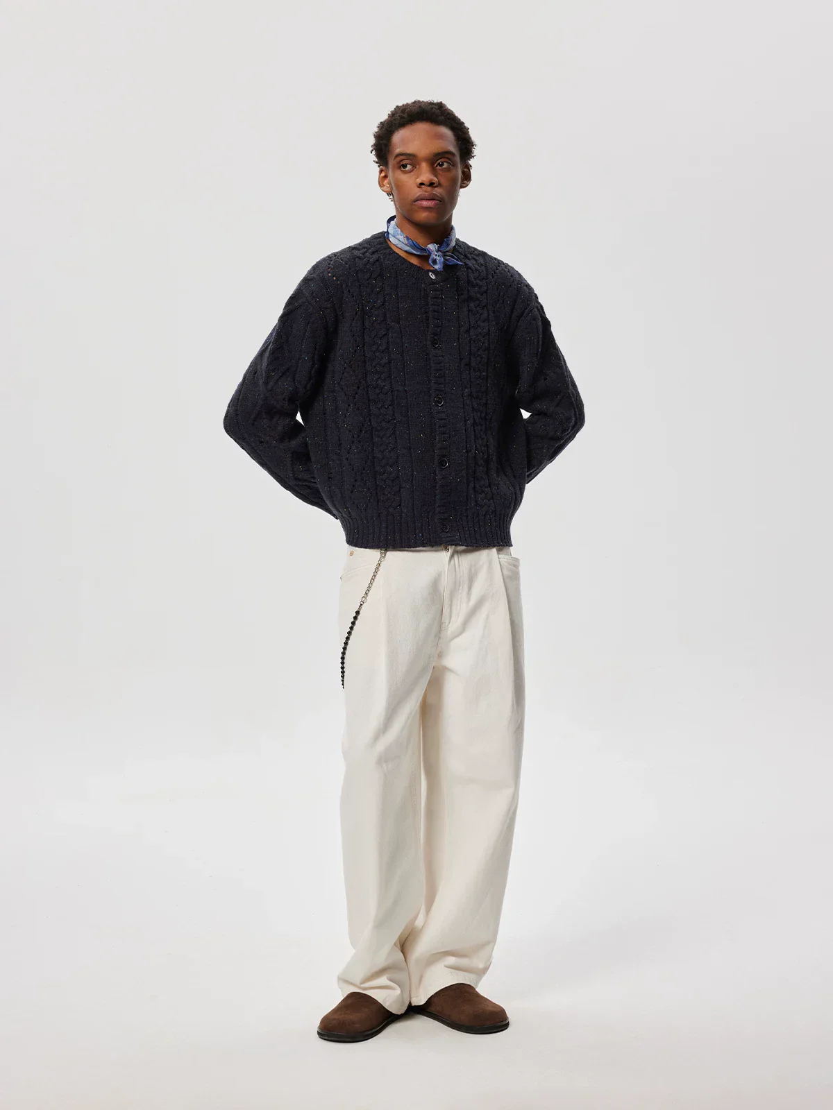 Coarse Wool Blend Cable Cardigan - Image 5