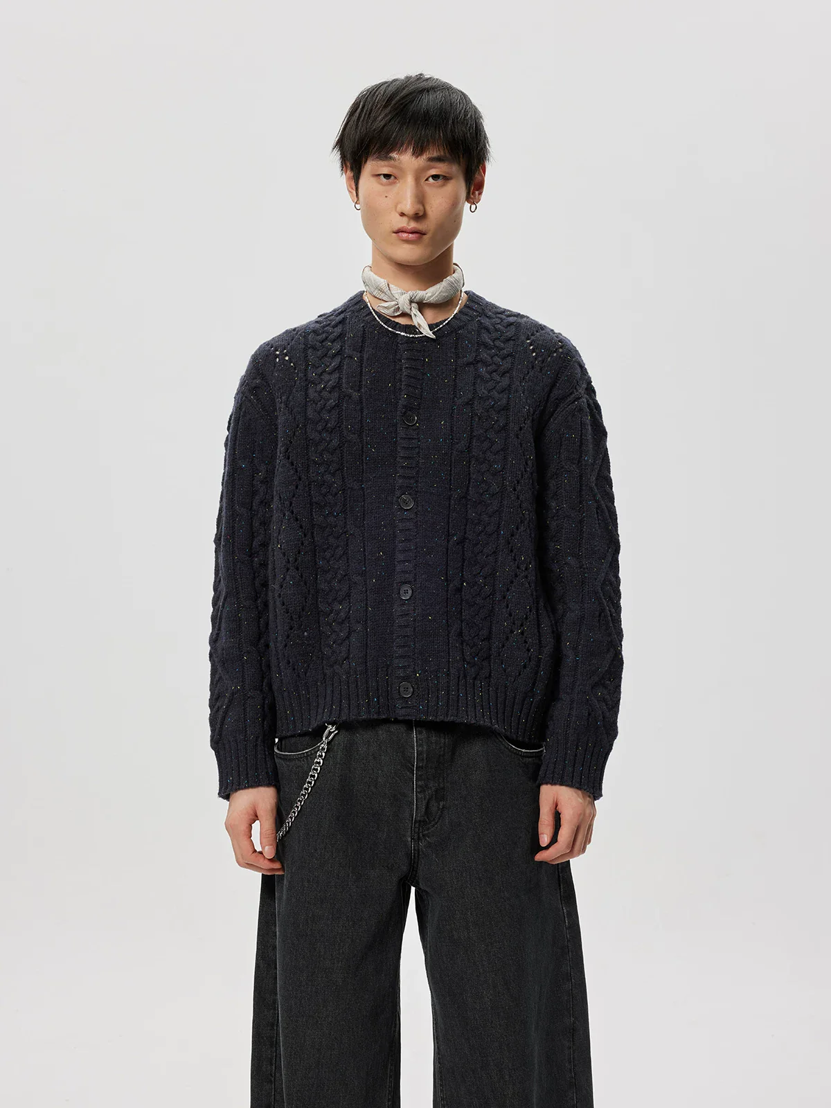 Coarse Wool Blend Cable Cardigan - Image 7