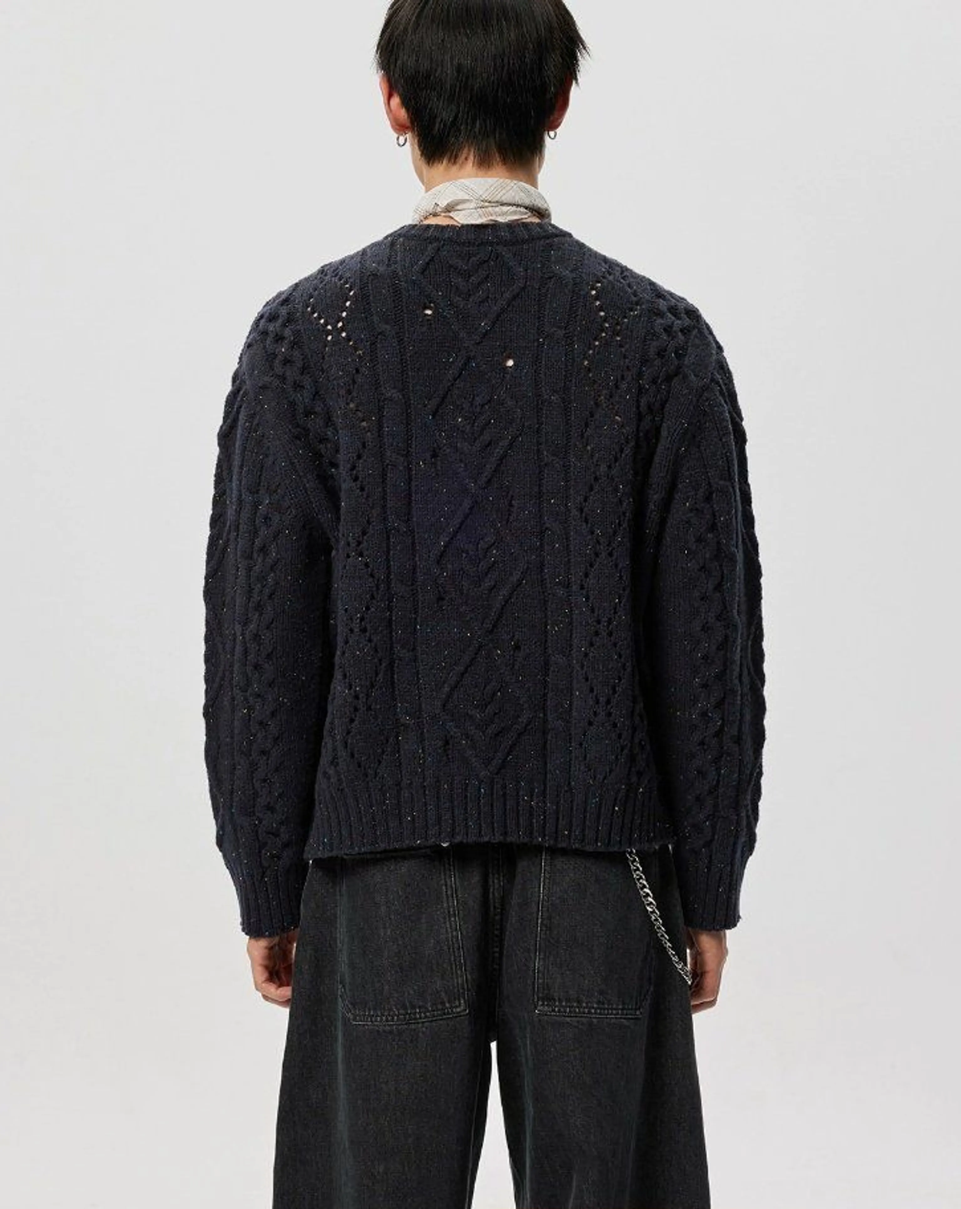 Coarse Wool Blend Cable Cardigan - Image 9