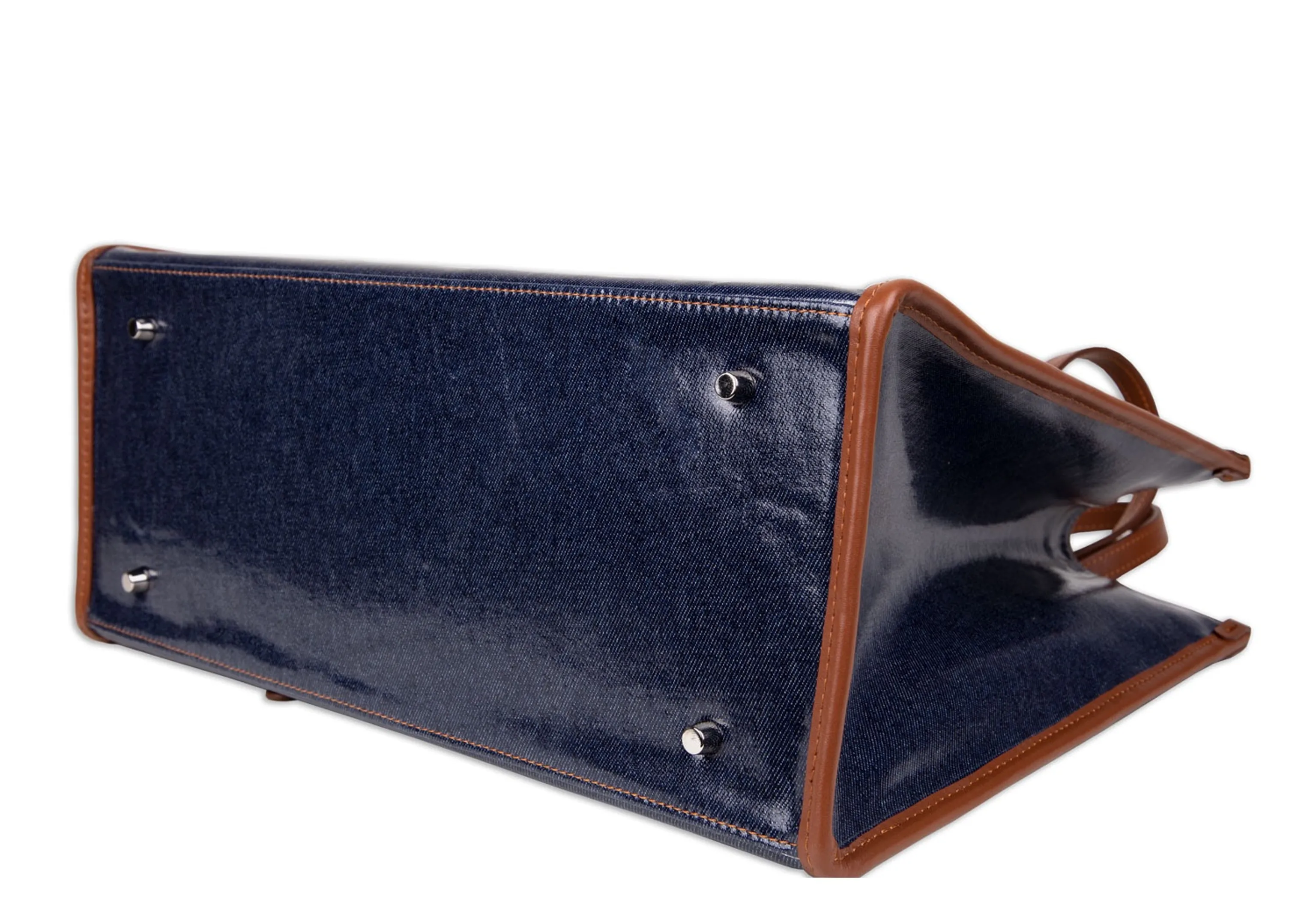 Coated Denim Leather Tote - Image 8