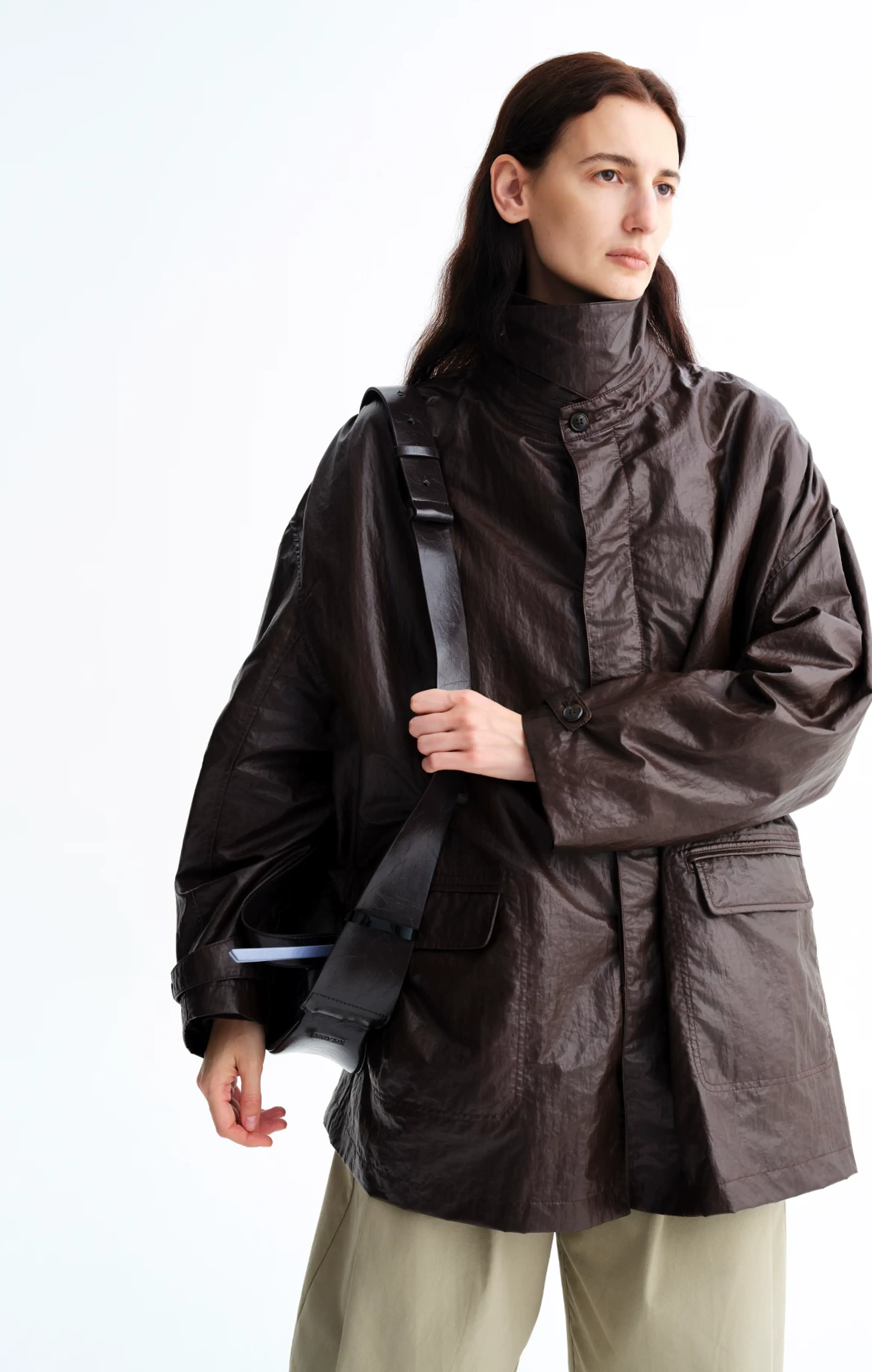 Coated Nylon Stand-Collar Coat - Image 6
