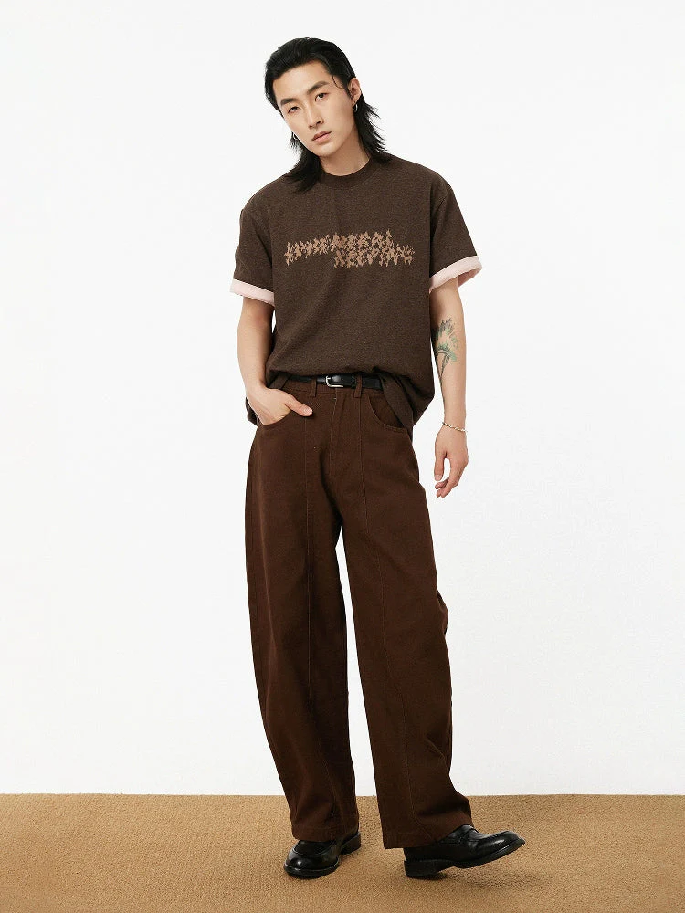 Coffee Brown Abstract Graphic T-Shirt - Image 2