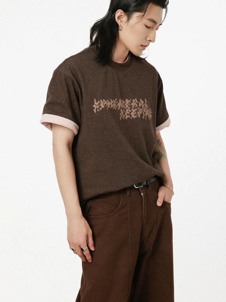 Coffee Brown Abstract Graphic T-Shirt - Image 5