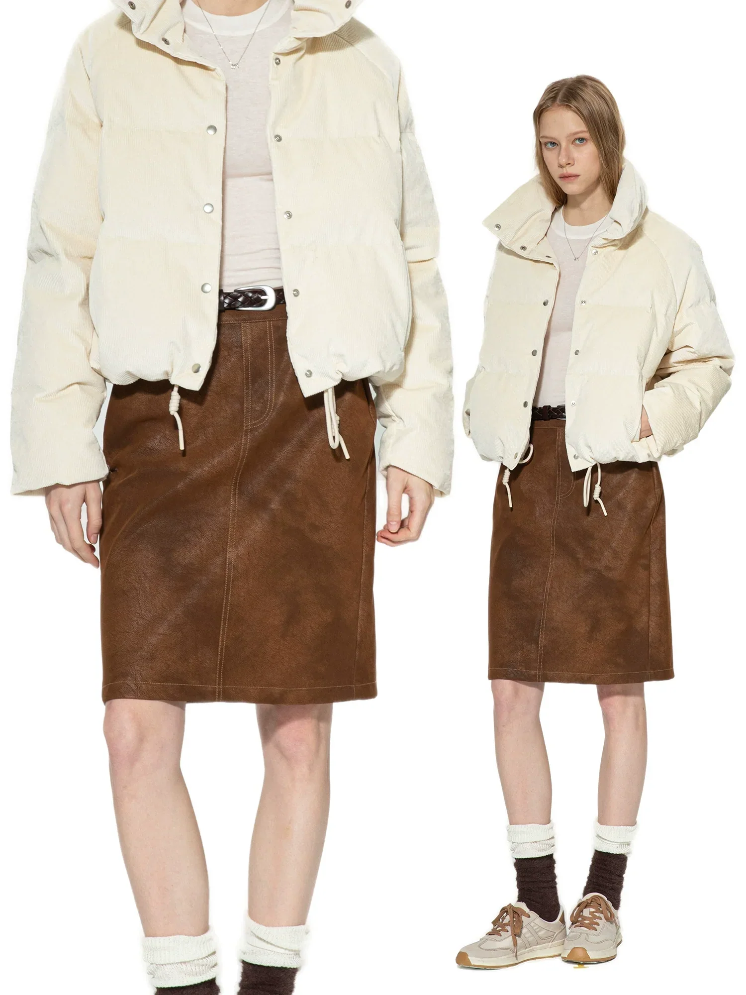 Coffee Suede Midi Skirt - Image 5