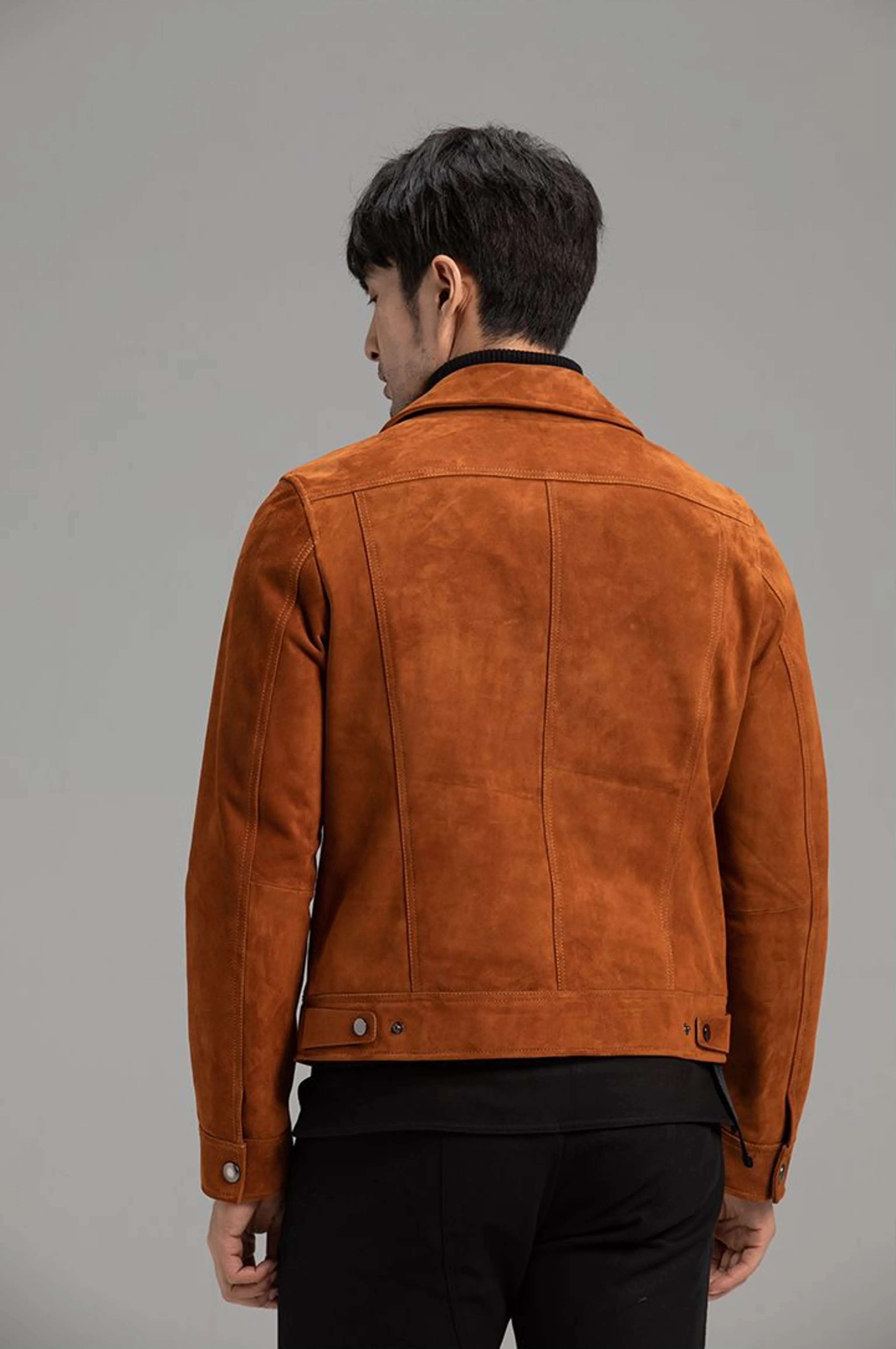Cognac Suede Trucker Jacket - Image 4