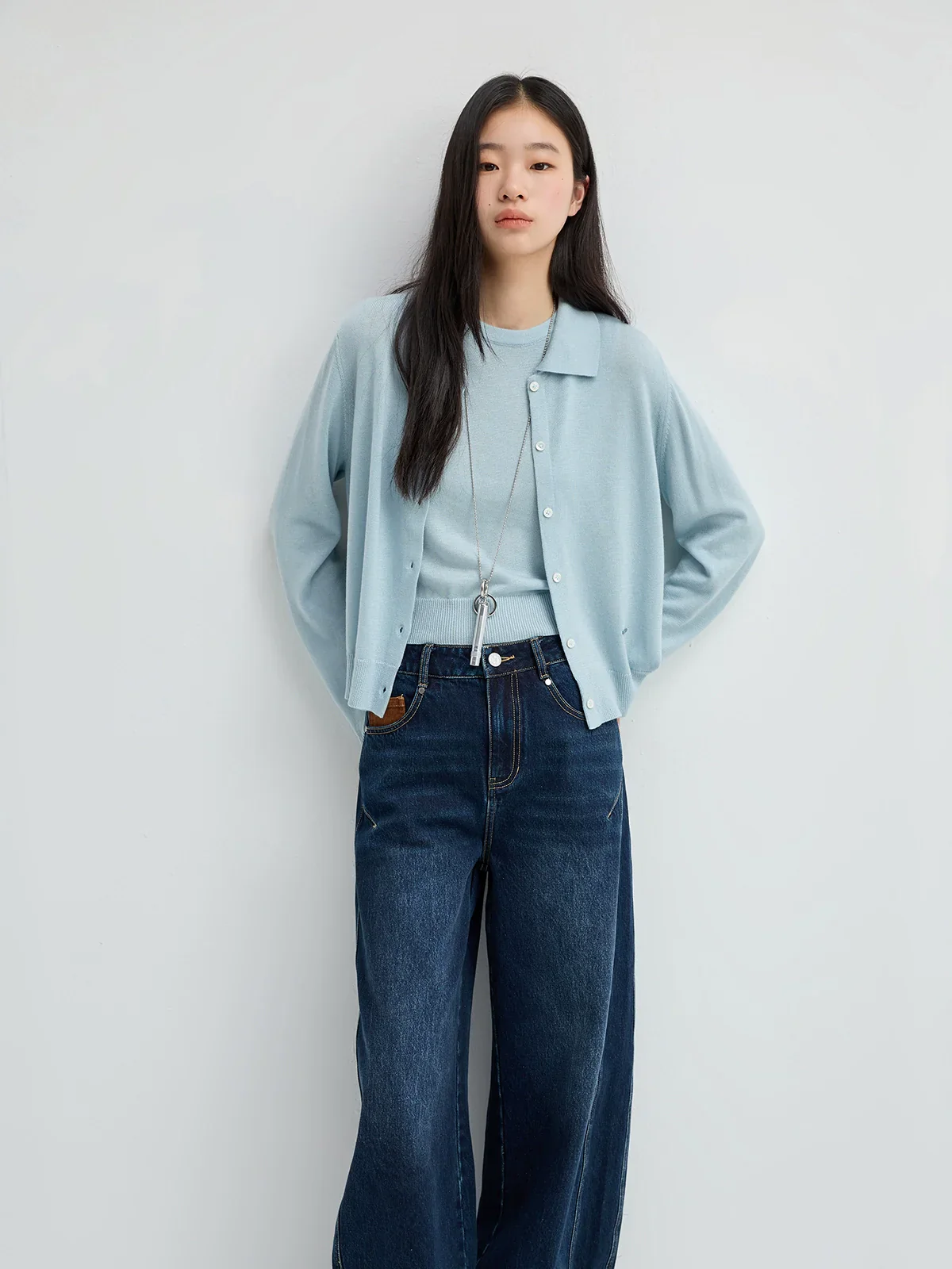 Collared Knit Cardigan & Vest Set - Image 3