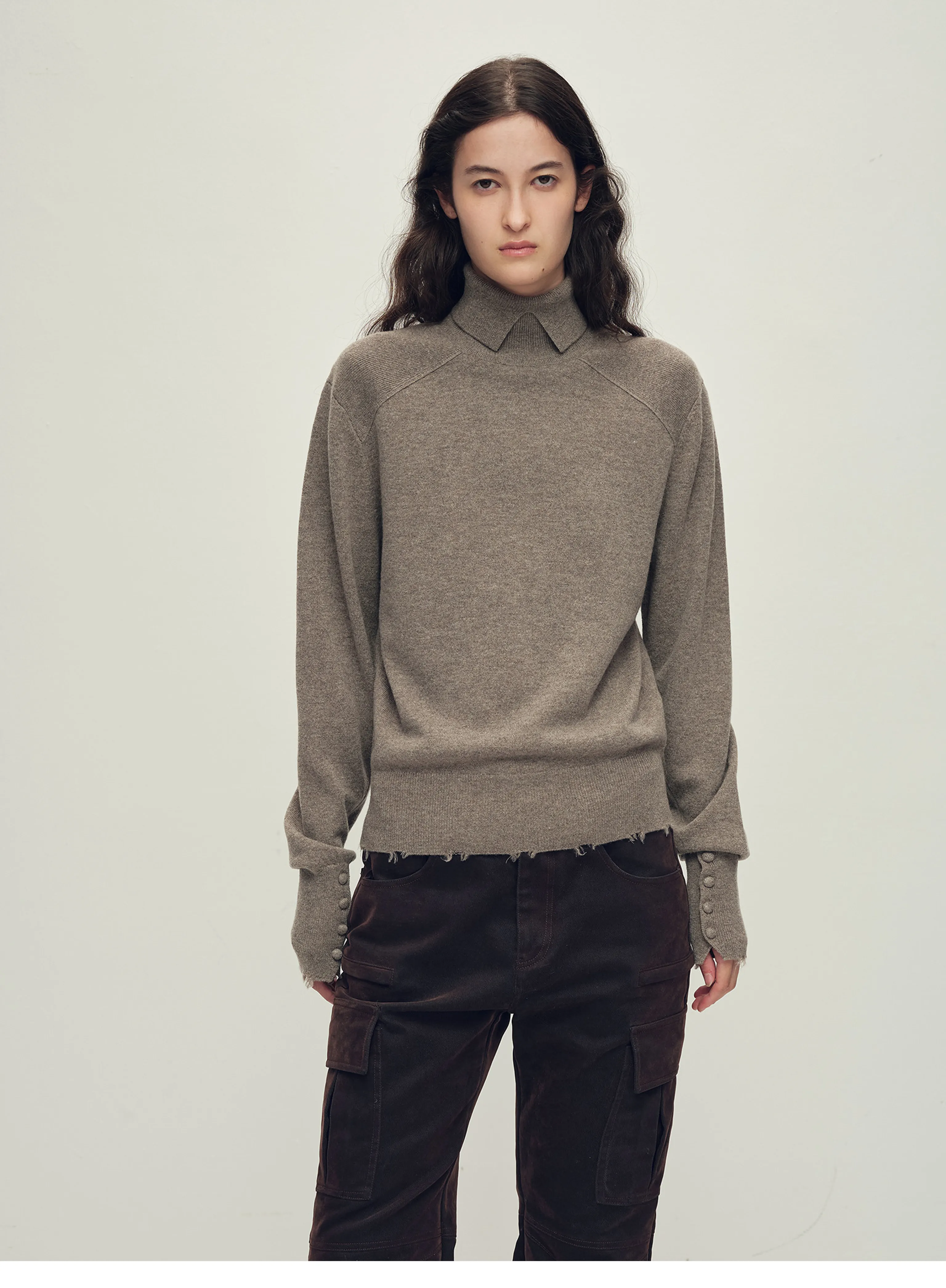 Collared Mock-Neck Merino Sweater