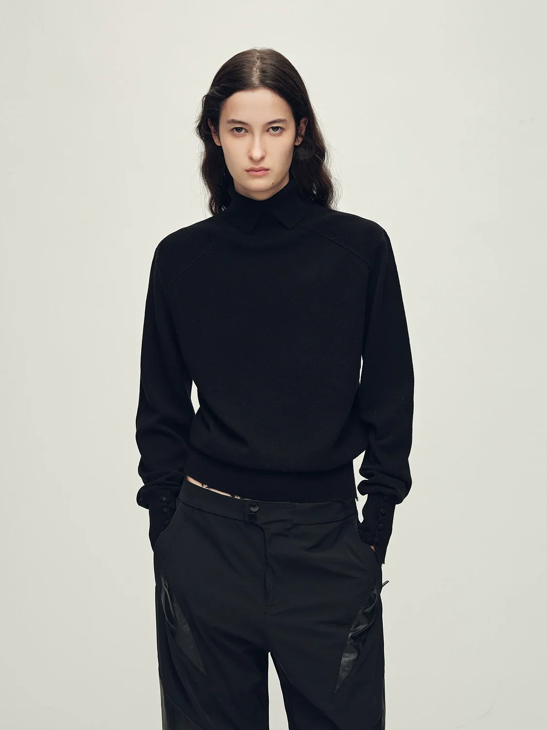 Collared Mock-Neck Merino Sweater - Image 2