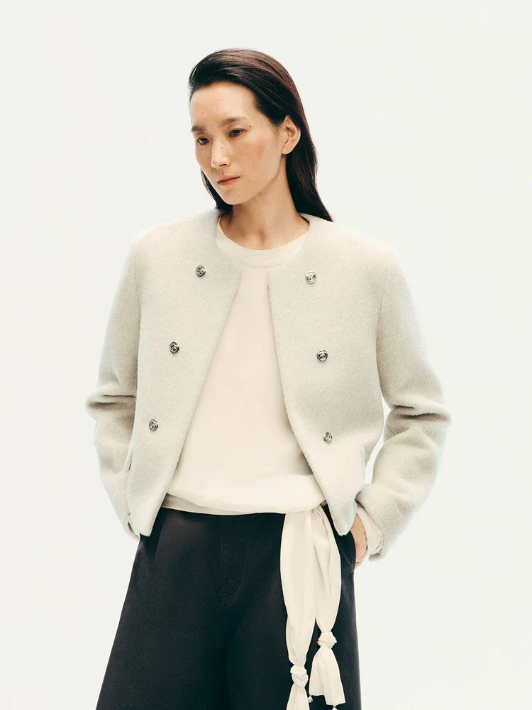Collarless Button Jacket - Image 3