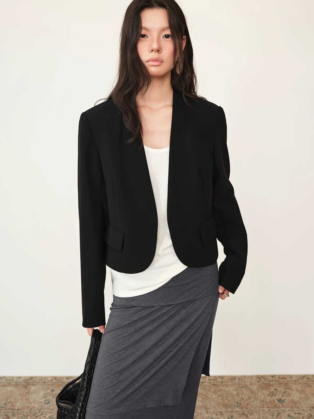 Collarless Cropped Blazer