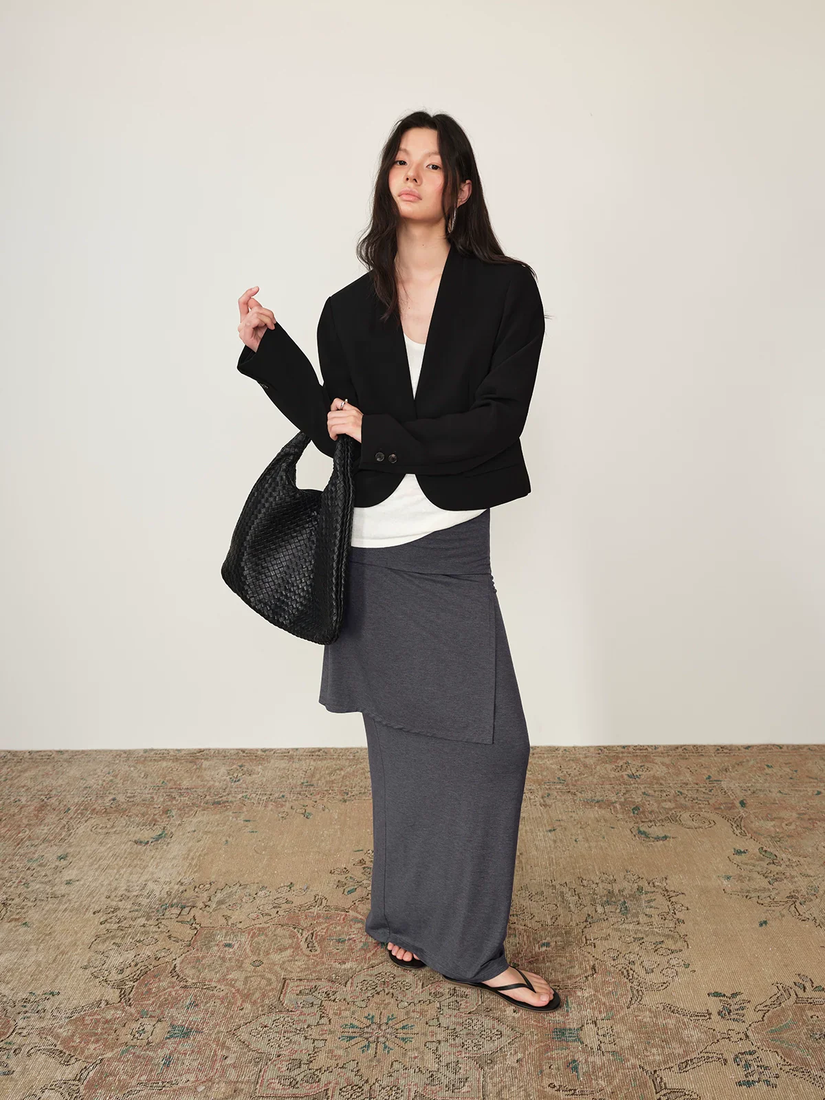 Collarless Cropped Blazer - Image 2