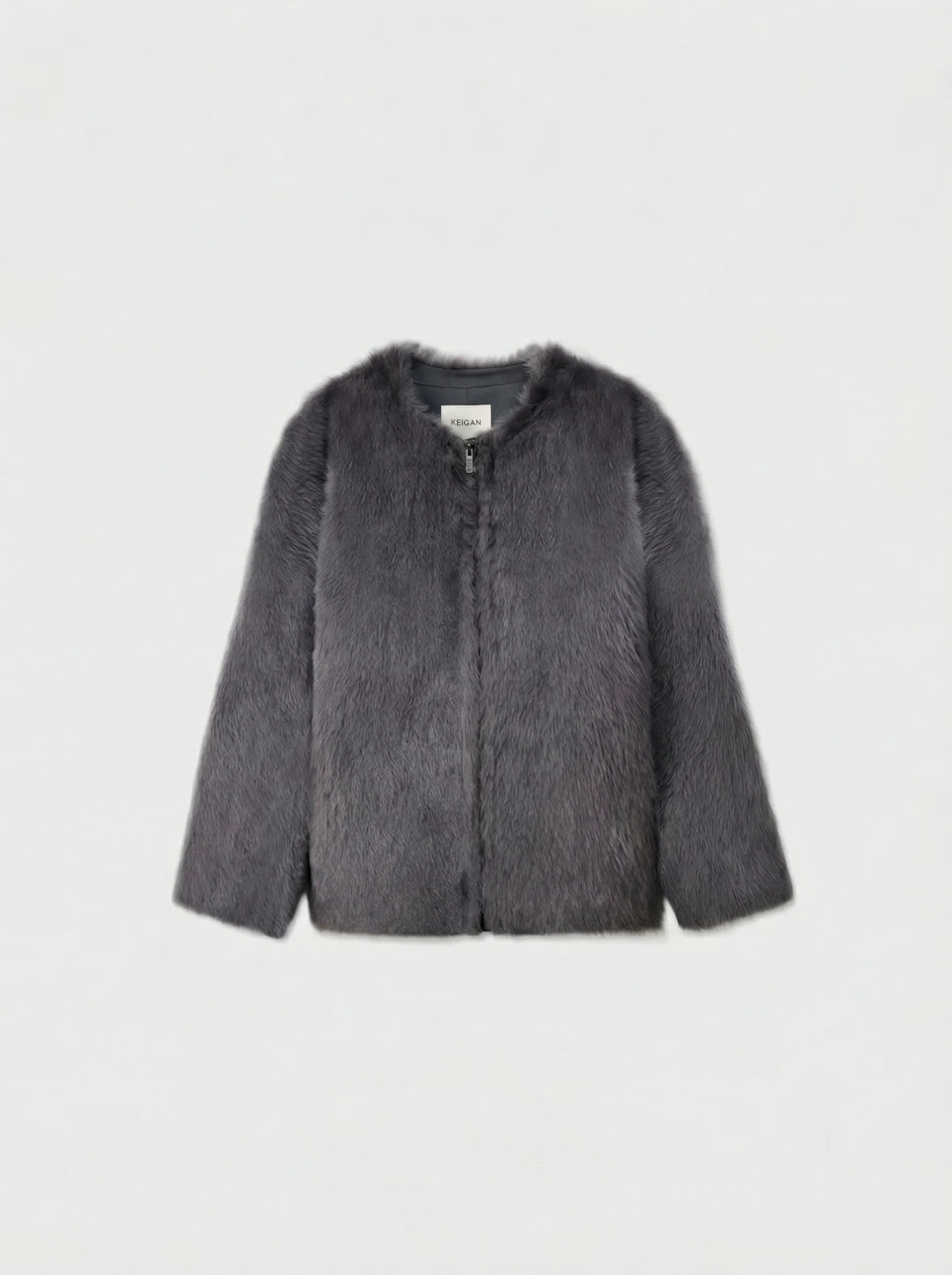 Collarless Fur Jacket - Image 7