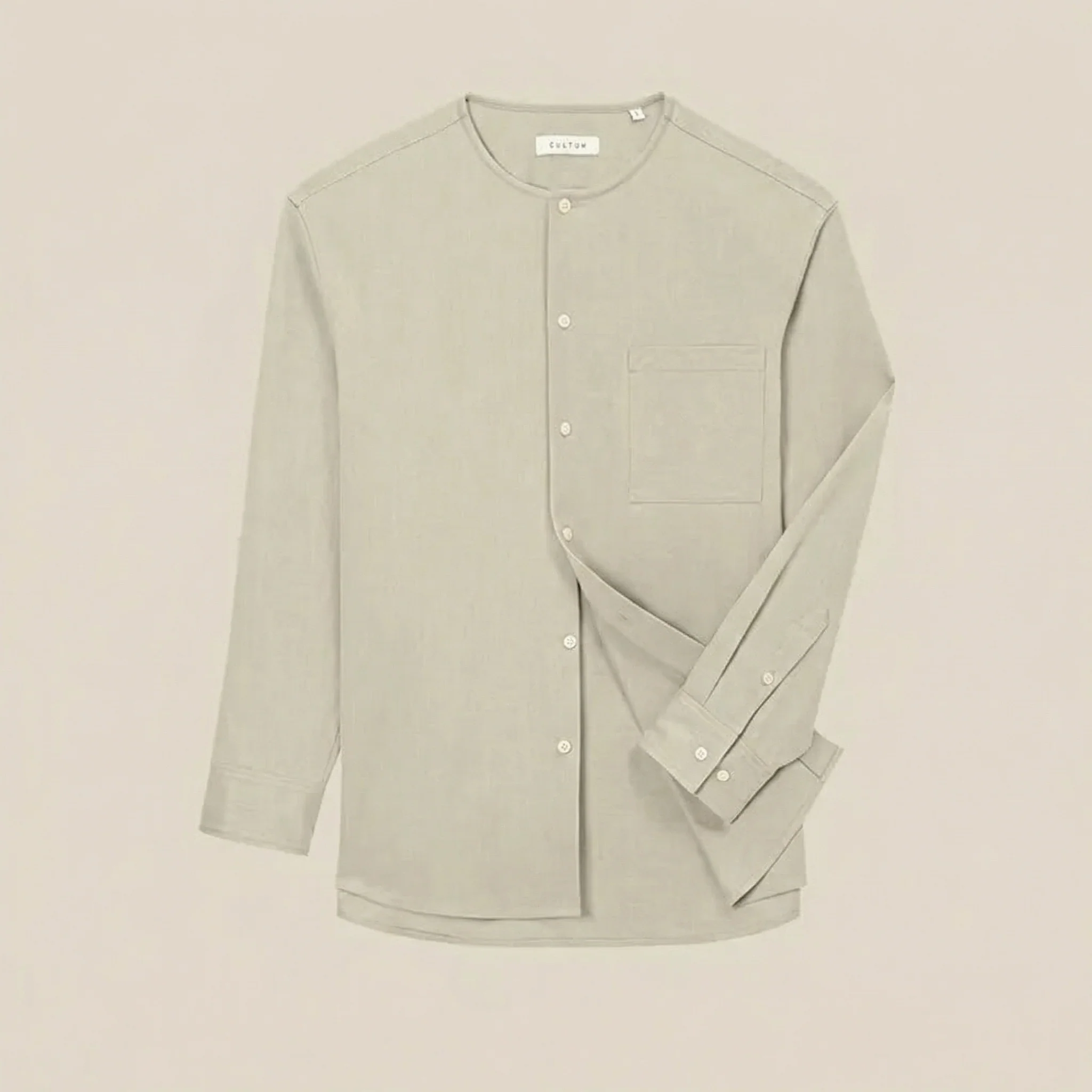 Collarless Long-Sleeve Shirt - Image 13