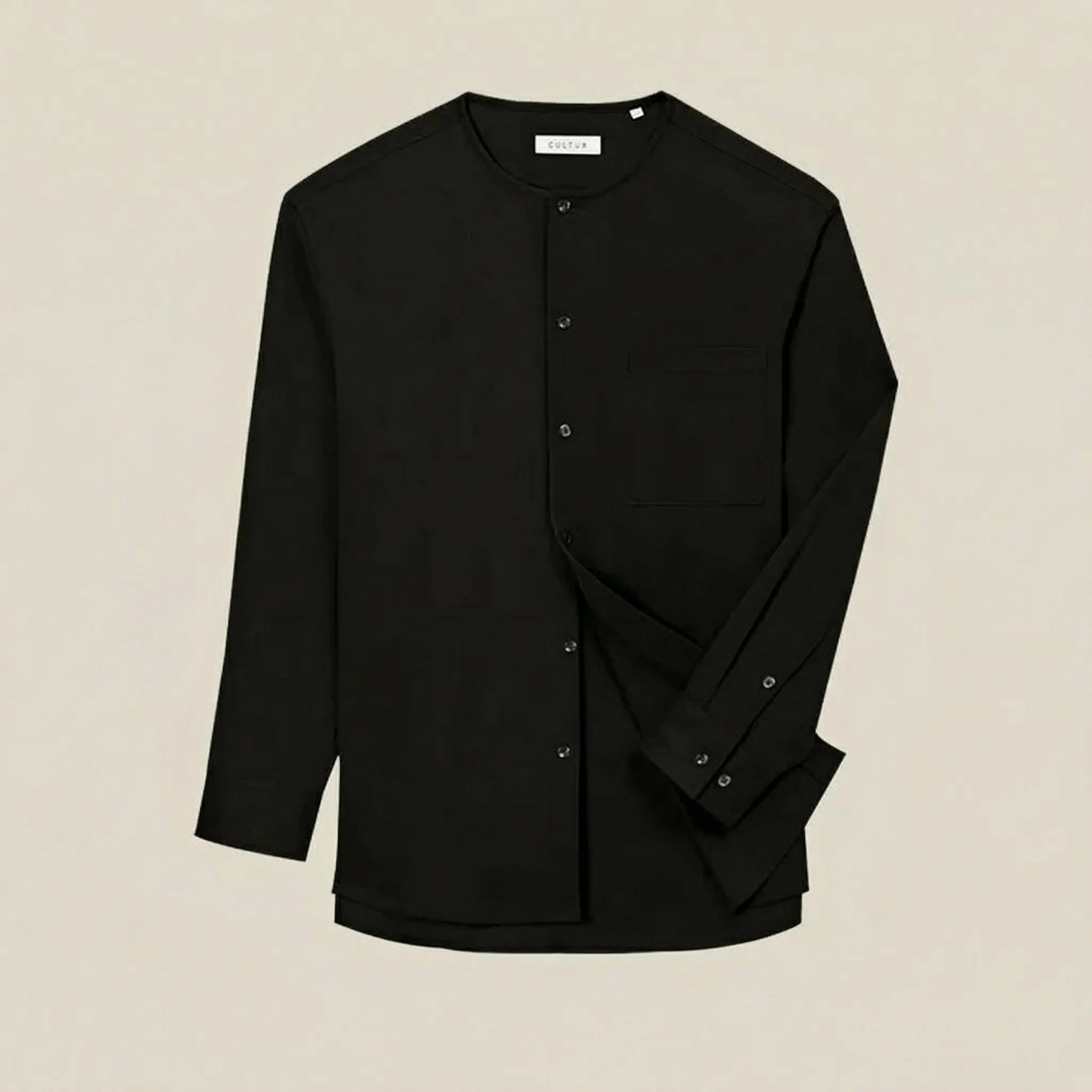Collarless Long-Sleeve Shirt - Image 14