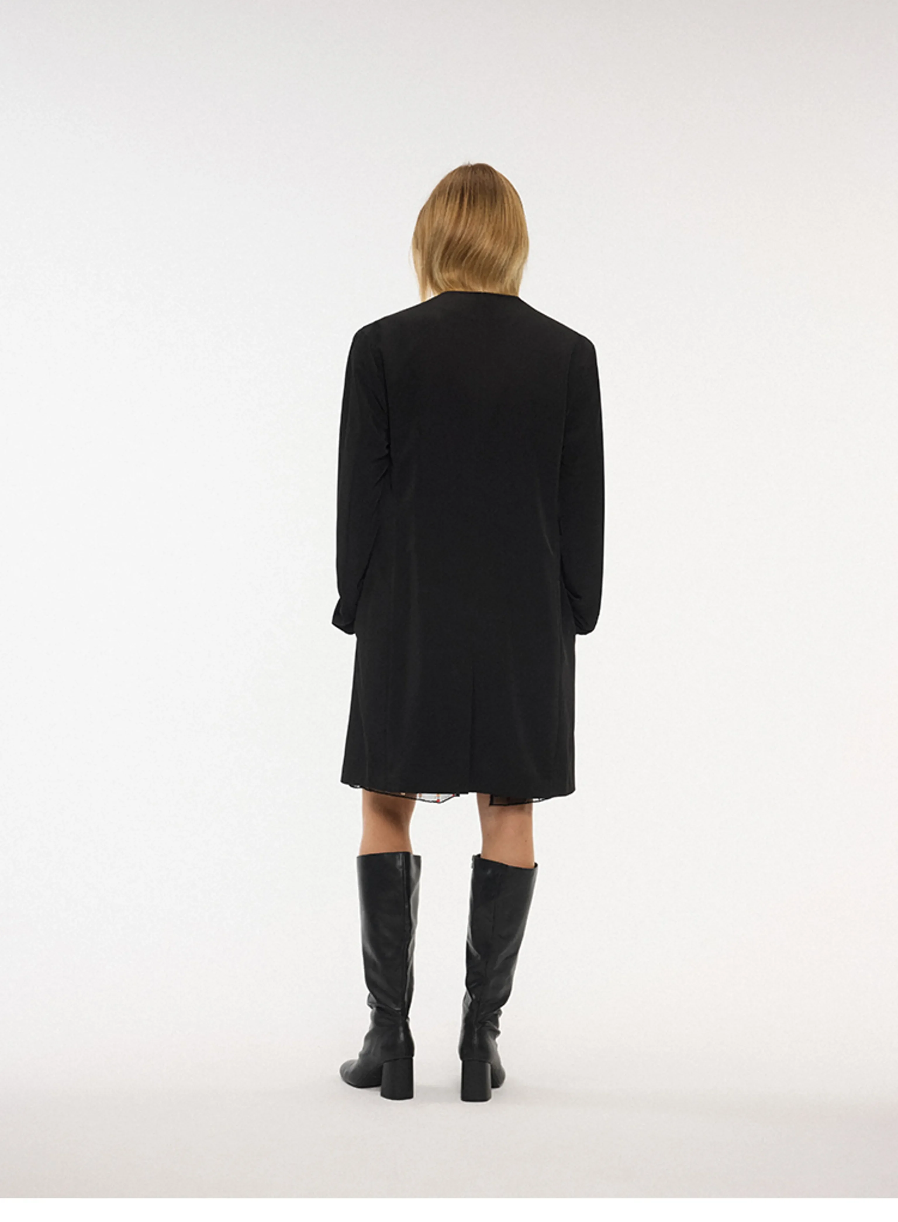 Collarless Longline Coat - Image 2