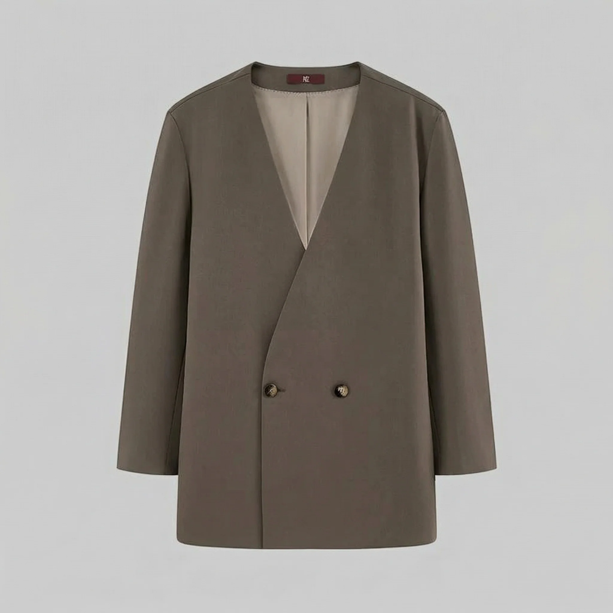 Collarless Wool Blazer - Image 5