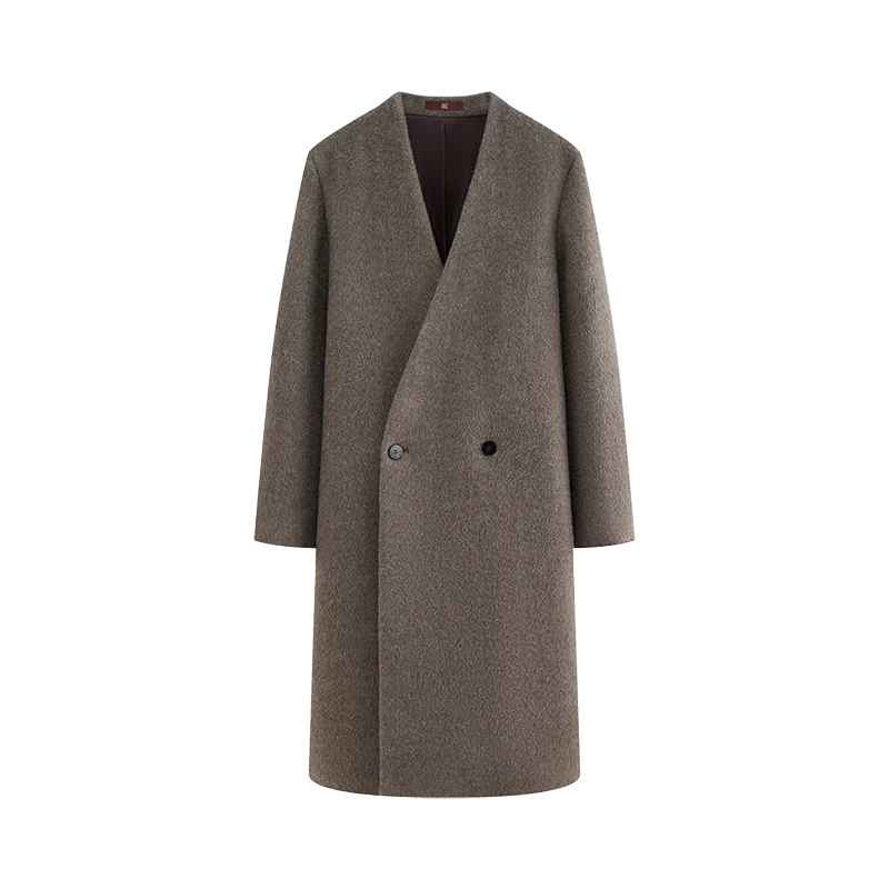 Collarless Wrap Coat - Image 6
