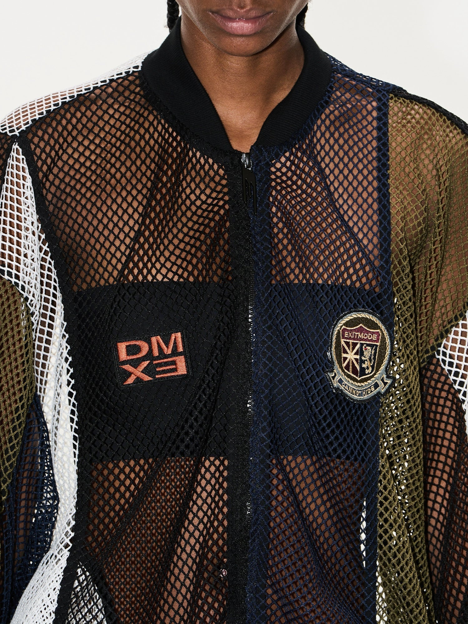 Colorblock Mesh Bomber Jacket - Image 2
