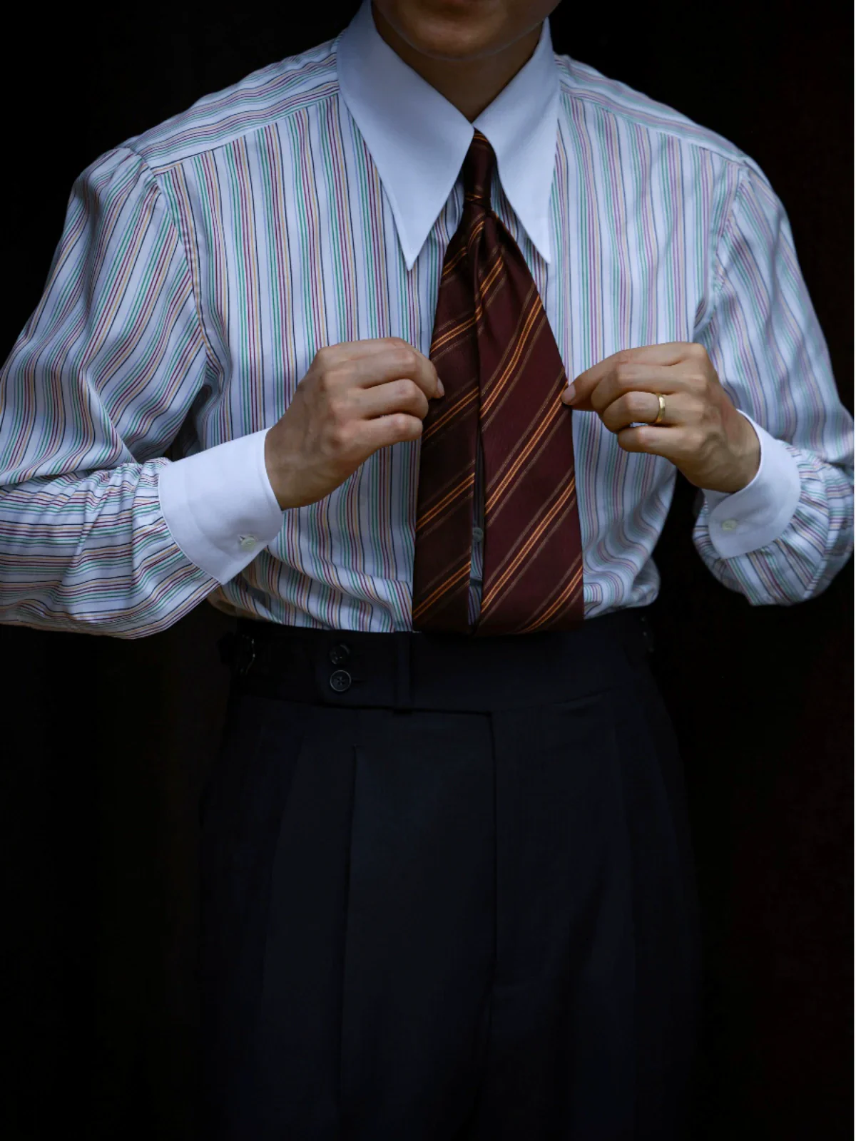 Colorblock Stripe Dress Shirt