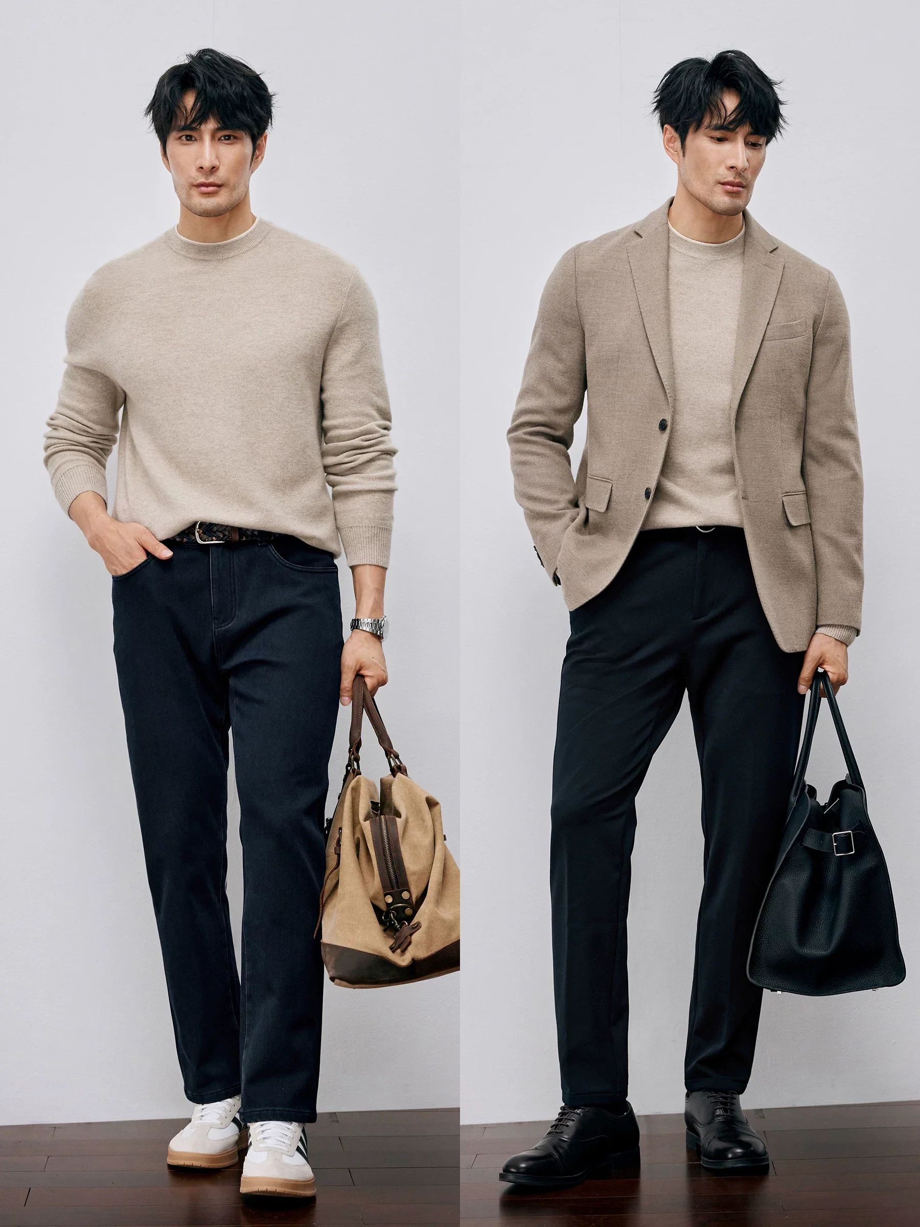 Contrast Collar Cashmere Crewneck - Image 4