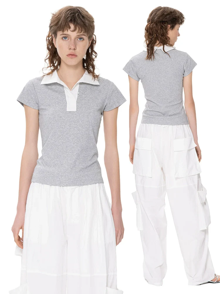 Contrast Collar Polo Top - Image 2