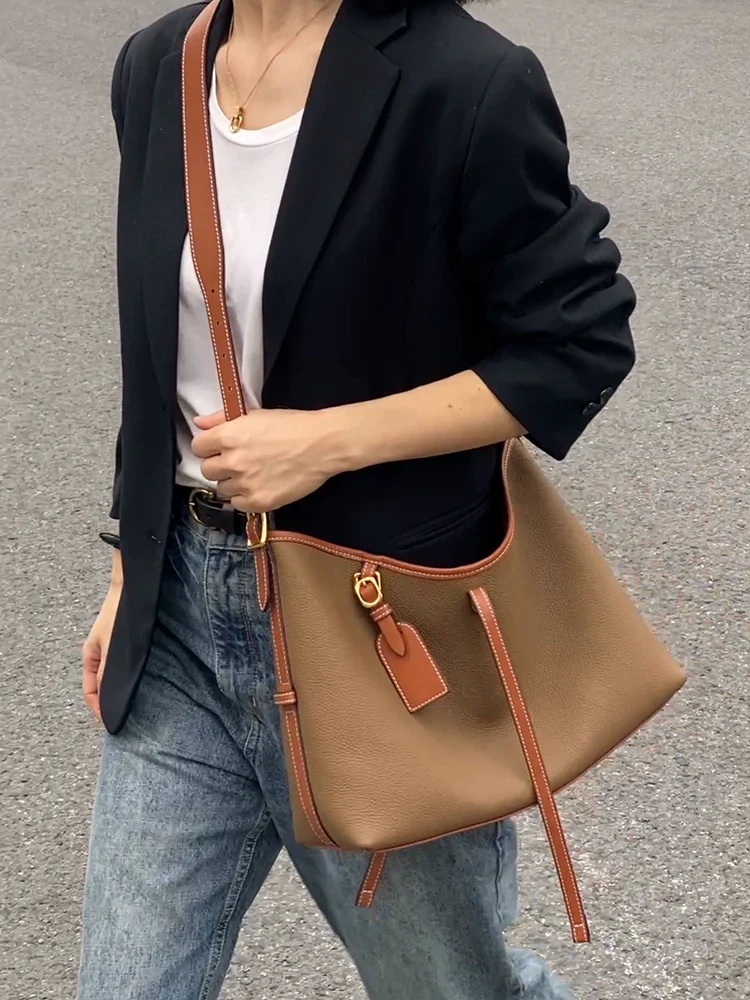 Contrast Cowhide Tote - Image 6