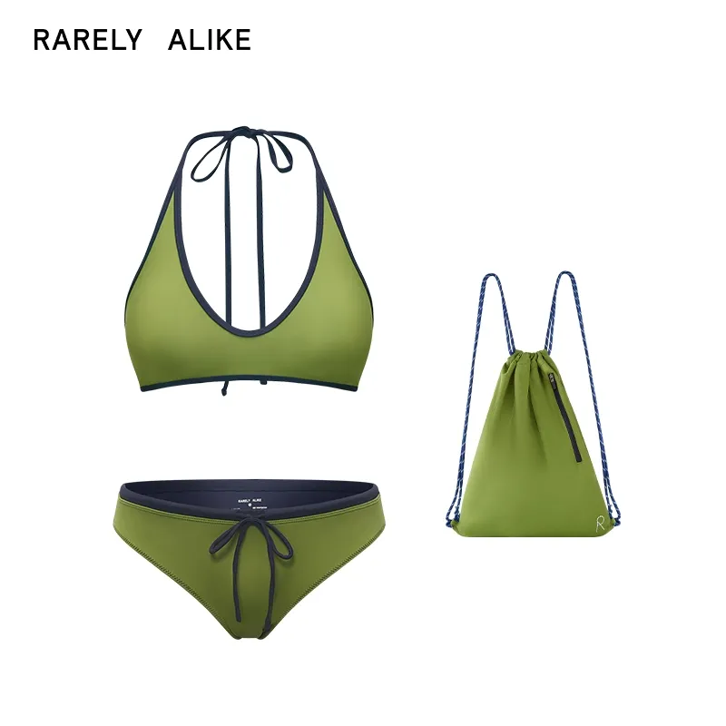 Contrast Halter Swimsuit Three-Piece Set - Image 6