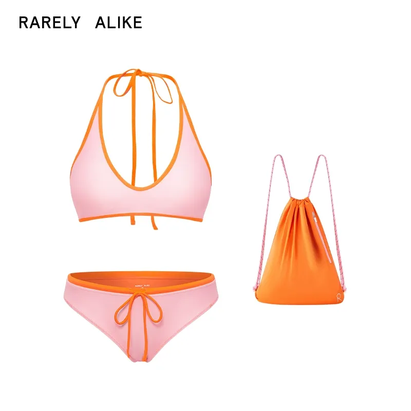 Contrast Halter Swimsuit Three-Piece Set - Image 8