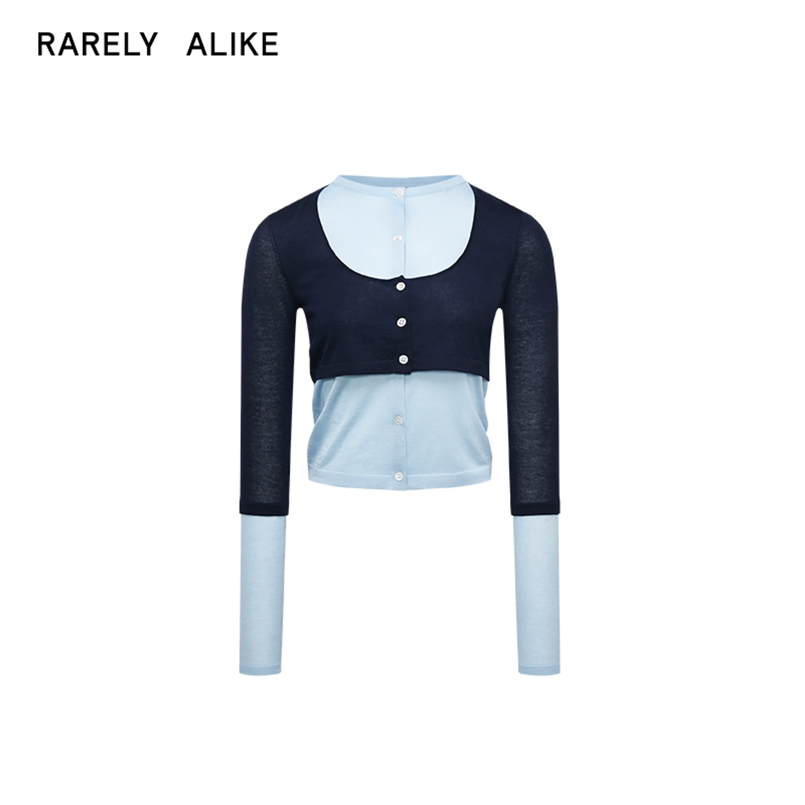 Contrast Layered Knit Cardigan - Image 7
