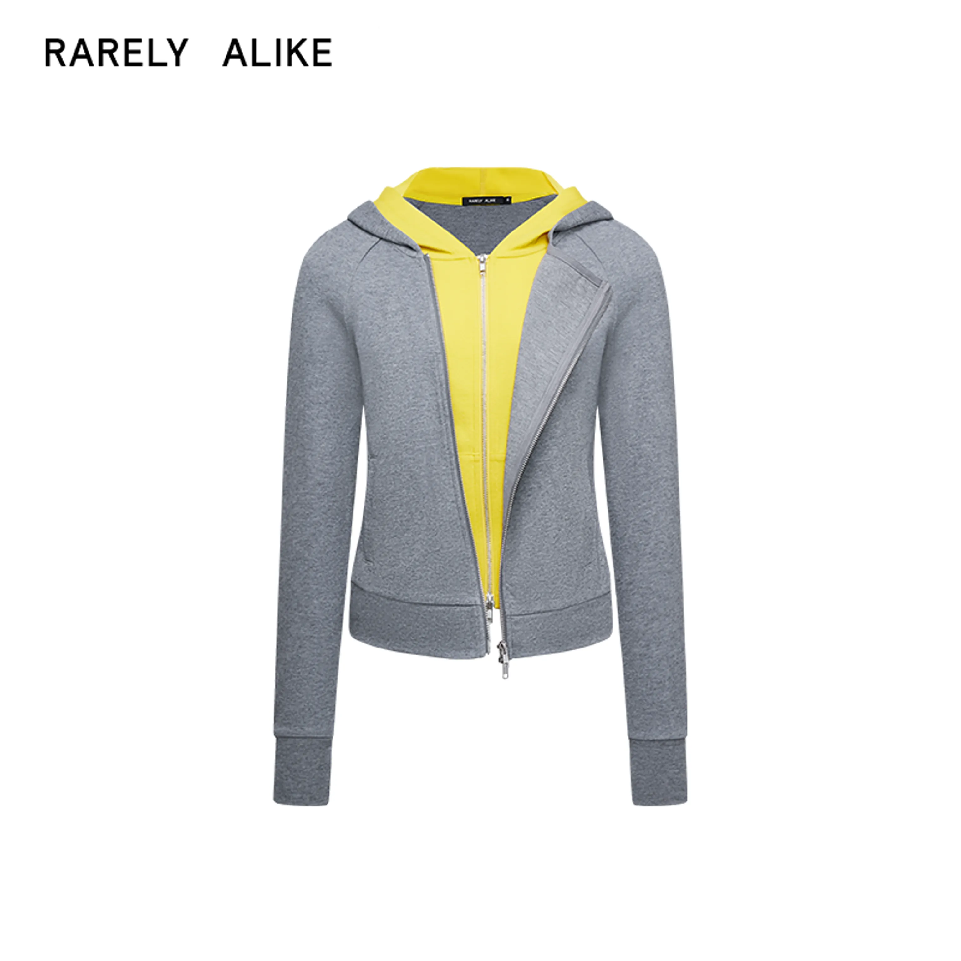 Contrast Layered Zip Hoodie - Image 7