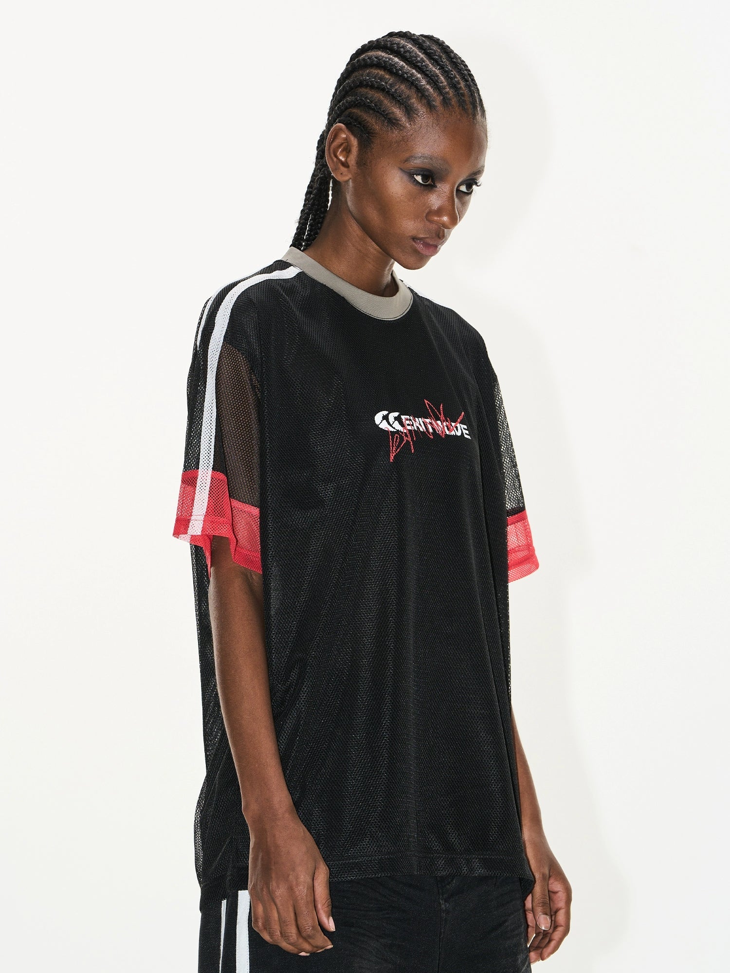 Contrast Mesh Splicing Tee