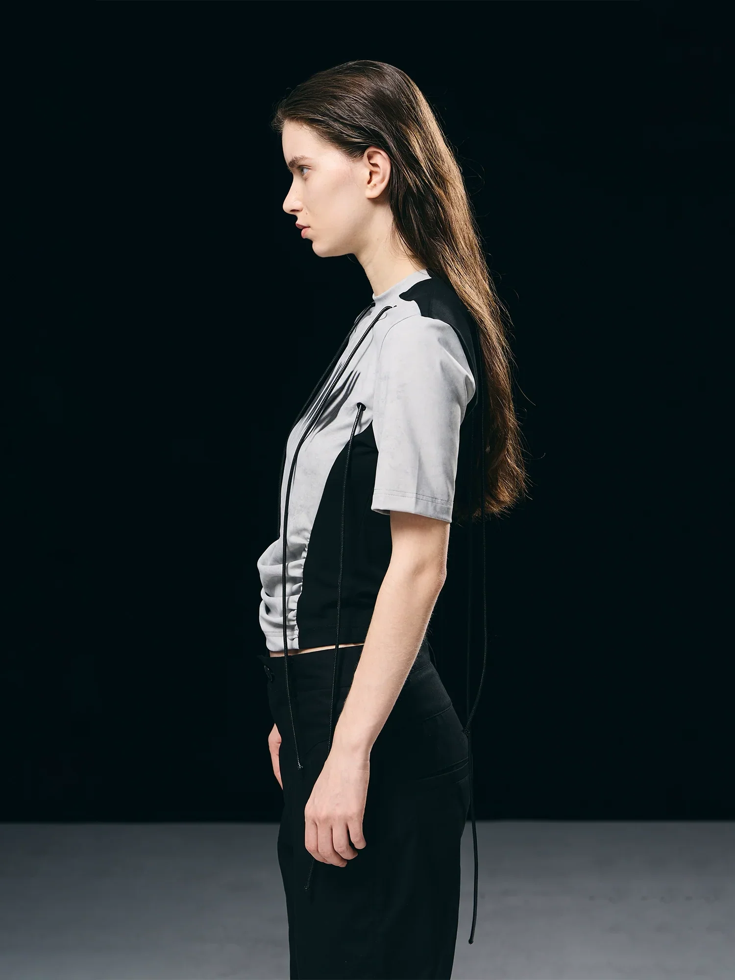 Contrast-Panel Drawstring Tee - Image 2