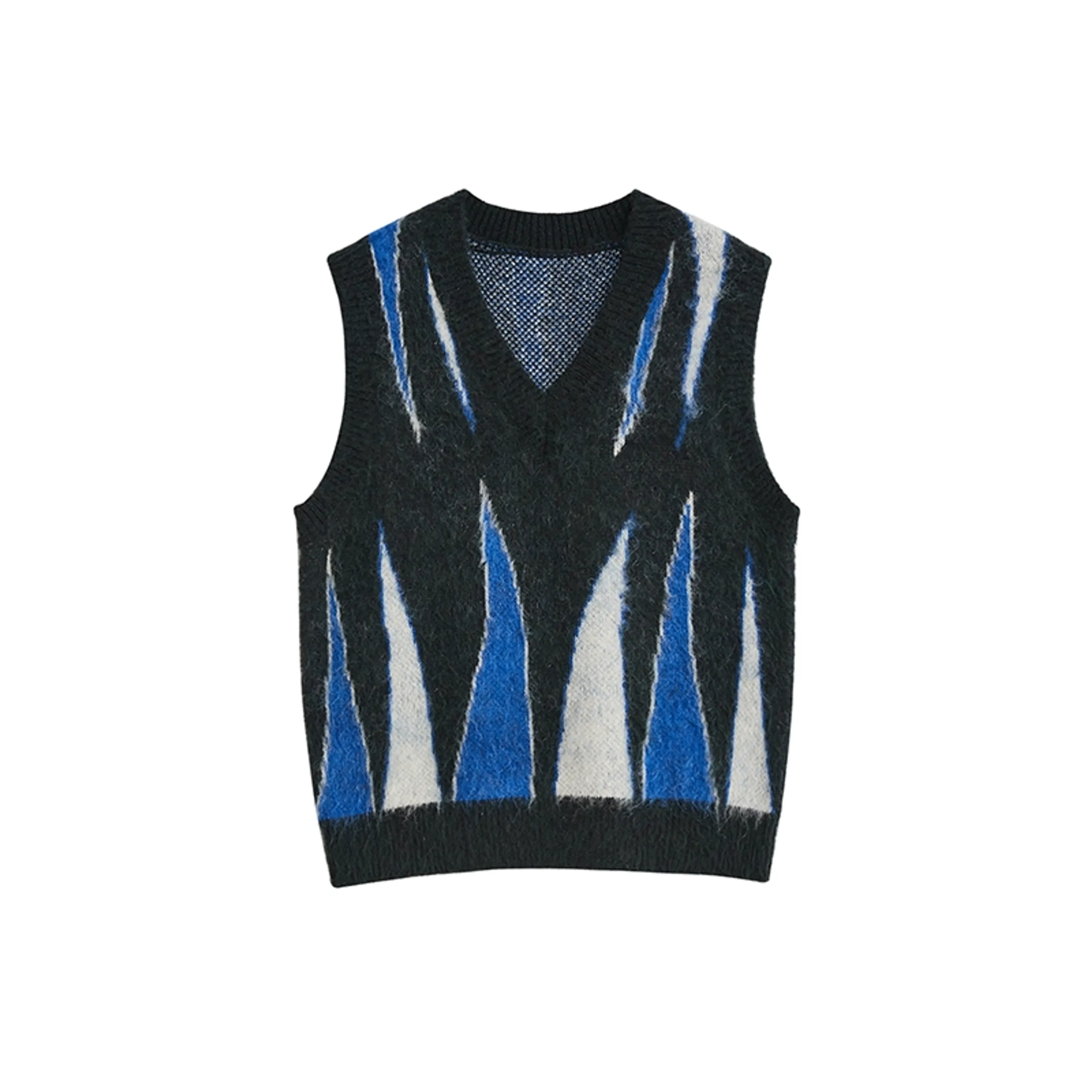 Contrast Pattern Mohair Vest - Image 7