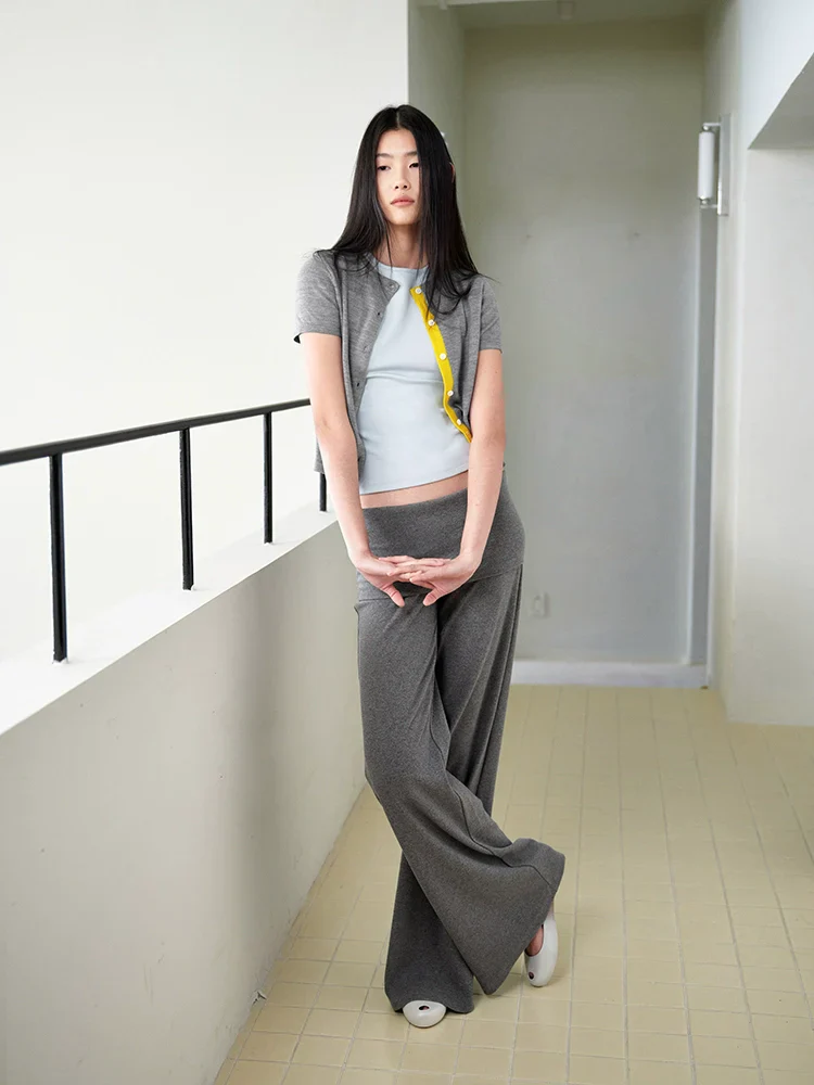 Contrast Placket Wool Cardigan