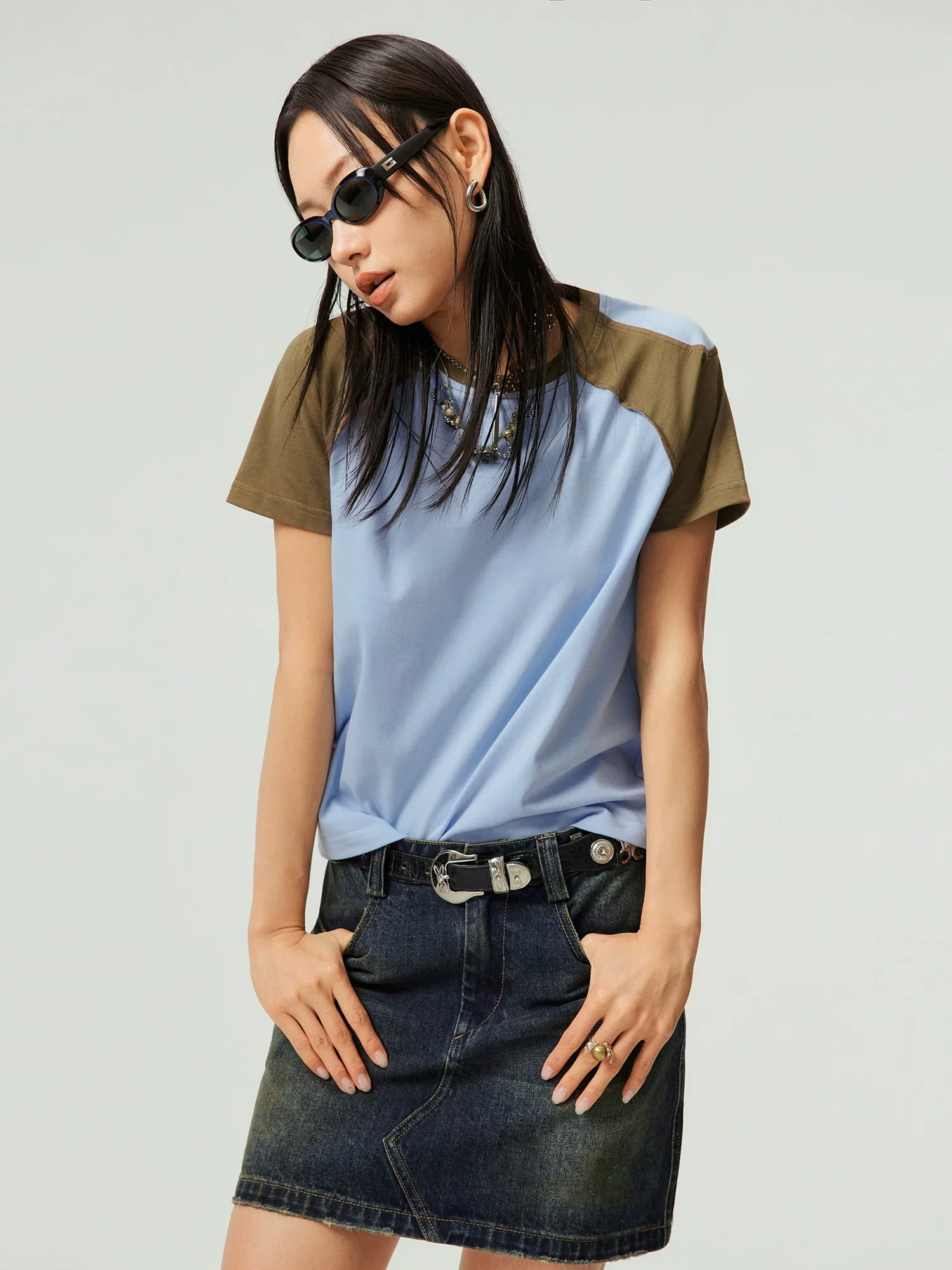 Contrast Raglan Cotton Tee - Image 2