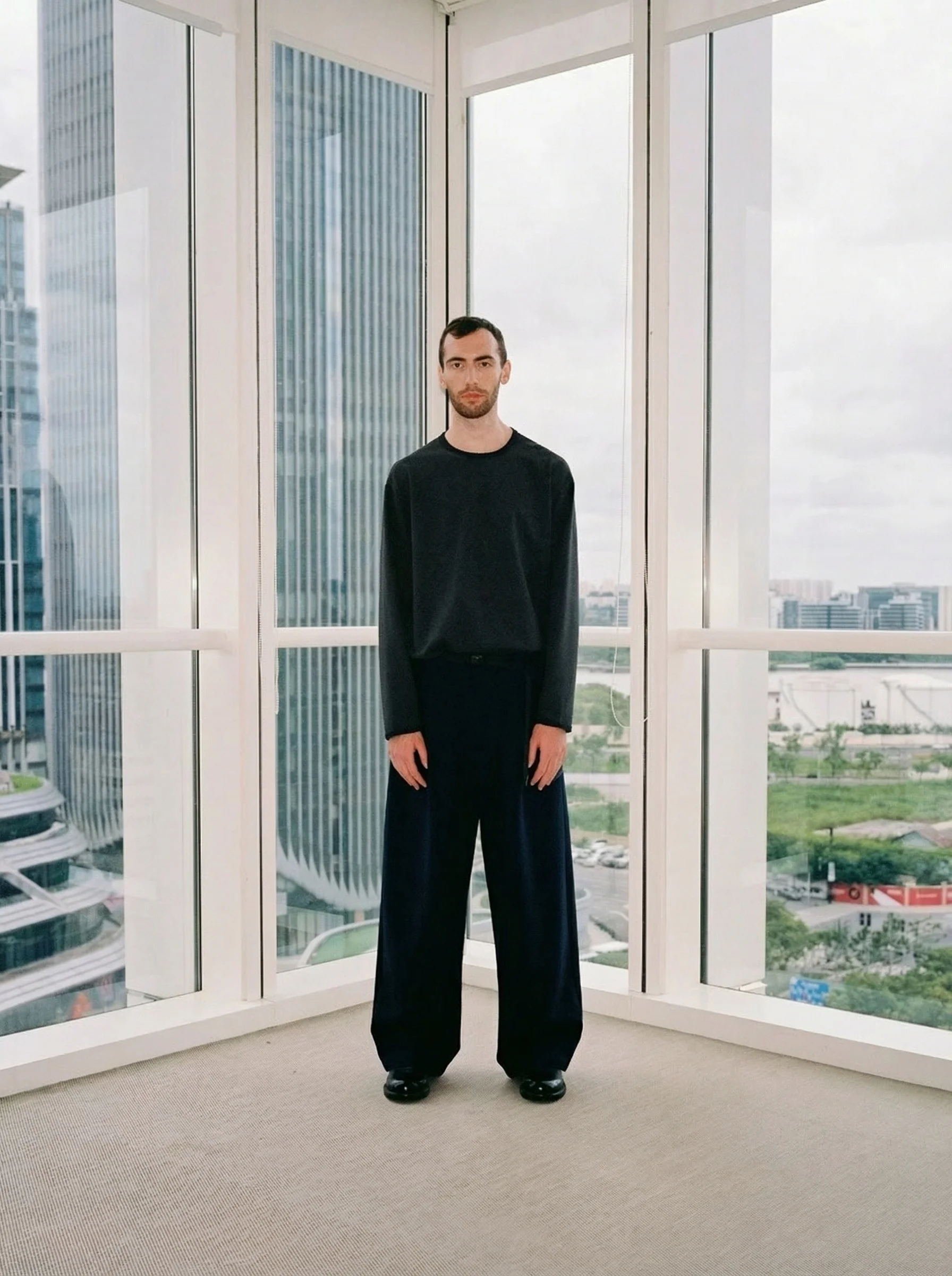 Contrast Rib Drawcord Long Sleeve Tee