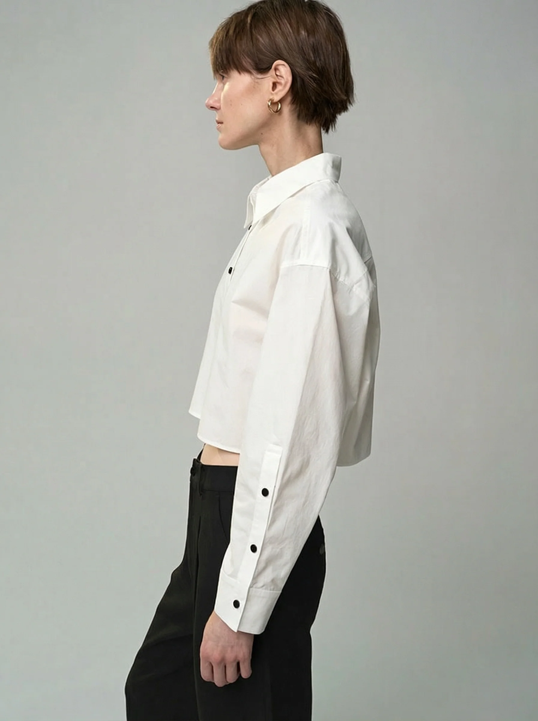 Contrast Snap Crop Shirt - Image 10