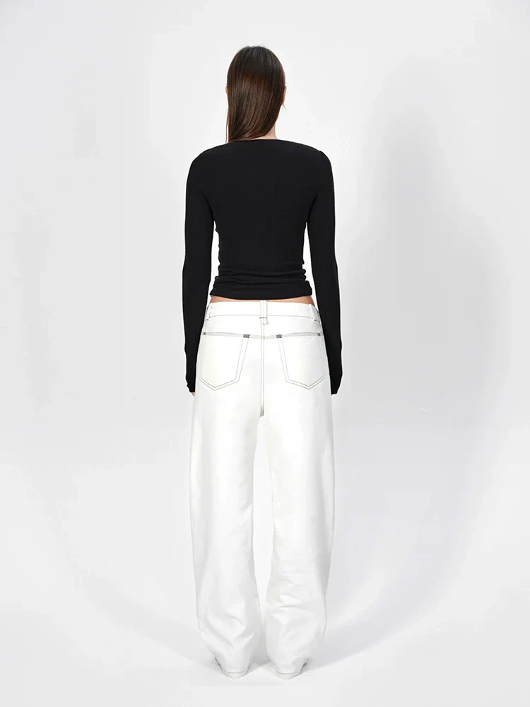 Contrast-Stitch Cargo Straight Pants - Image 2