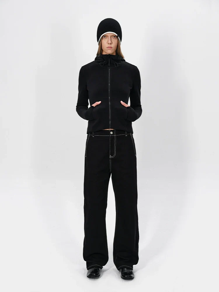 Contrast-Stitch Cargo Straight Pants - Image 3