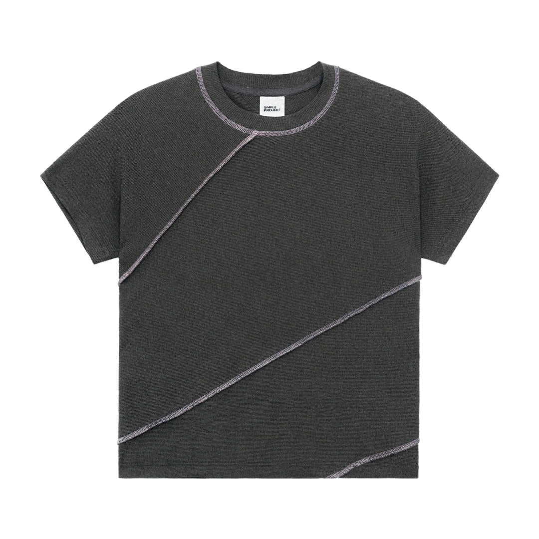 Contrast Stitch Ribbed Tee - Image 7
