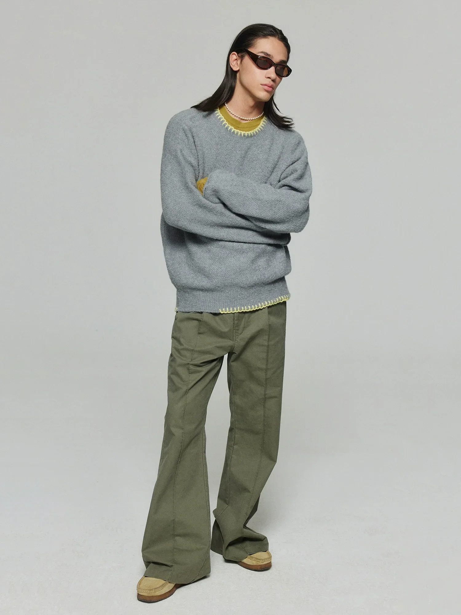 Contrast Stitch Wool-Blend Crewneck Sweater - Image 2