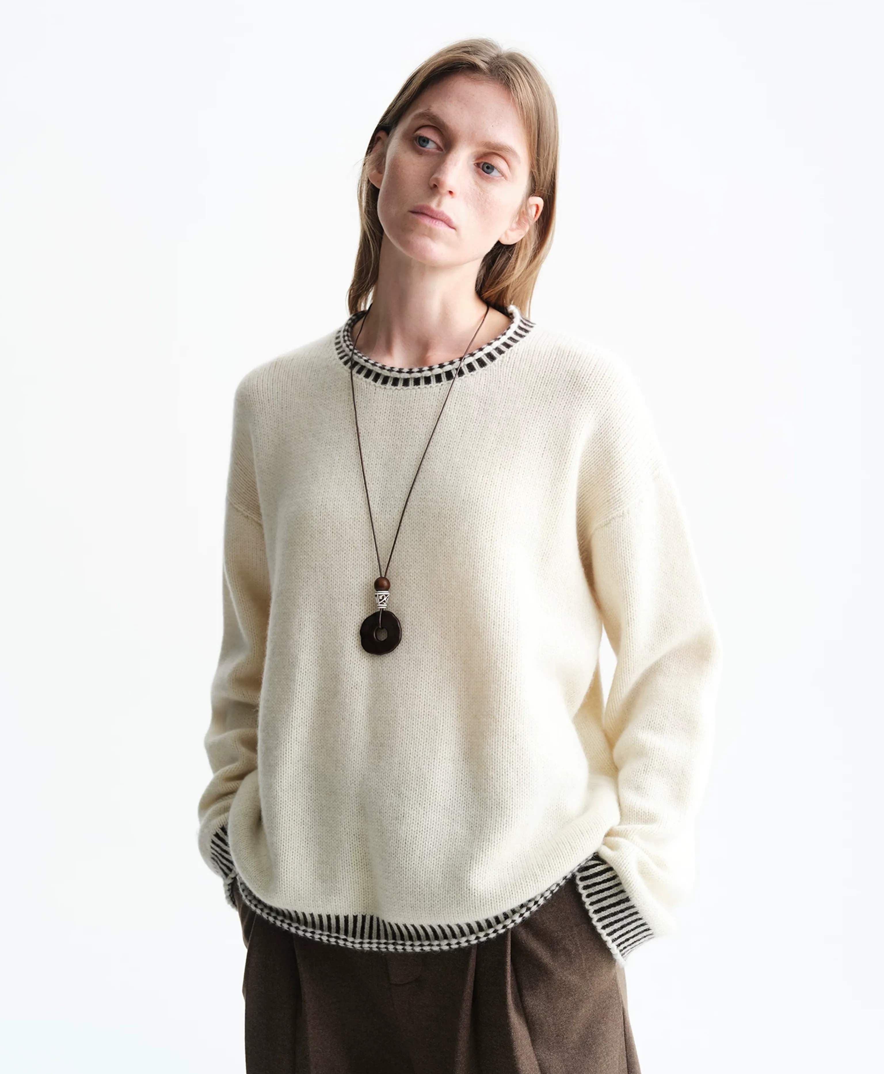 Contrast Trim Merino Crewneck - Image 5