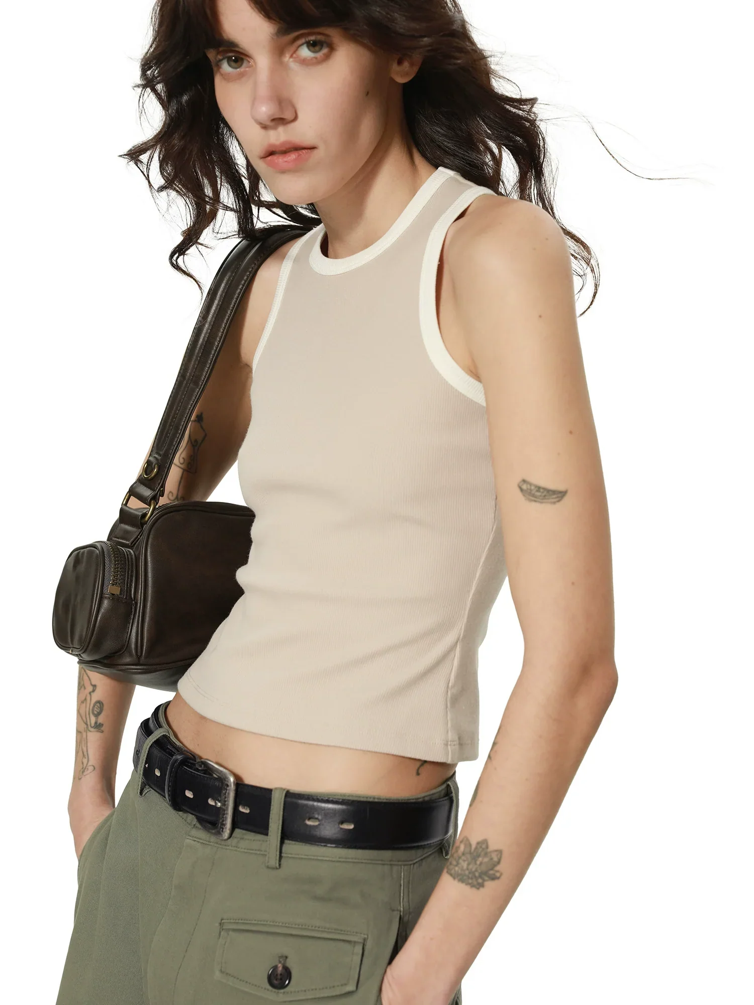 Contrast-Trim Ribbed Tank