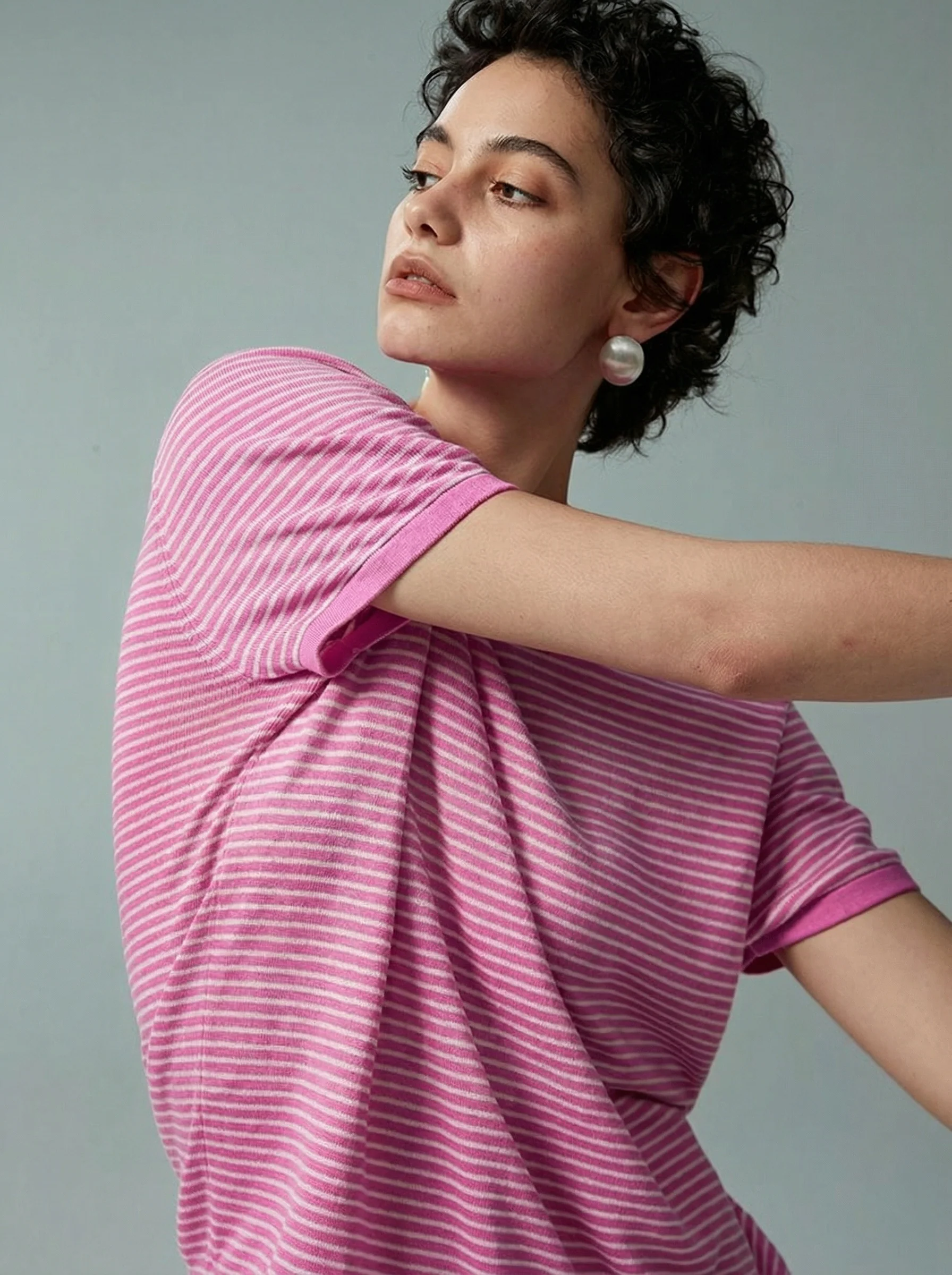 Contrast Trim Stripe Tee - Image 2