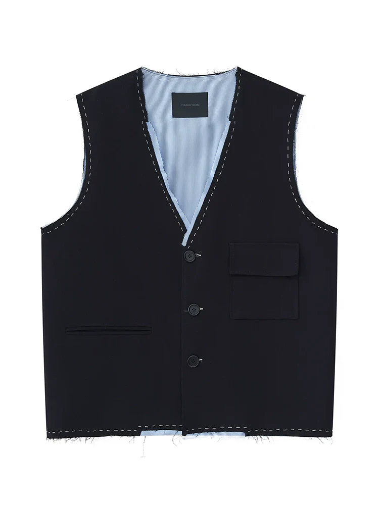 Contrast-Trim V-Neck Vest - Image 5