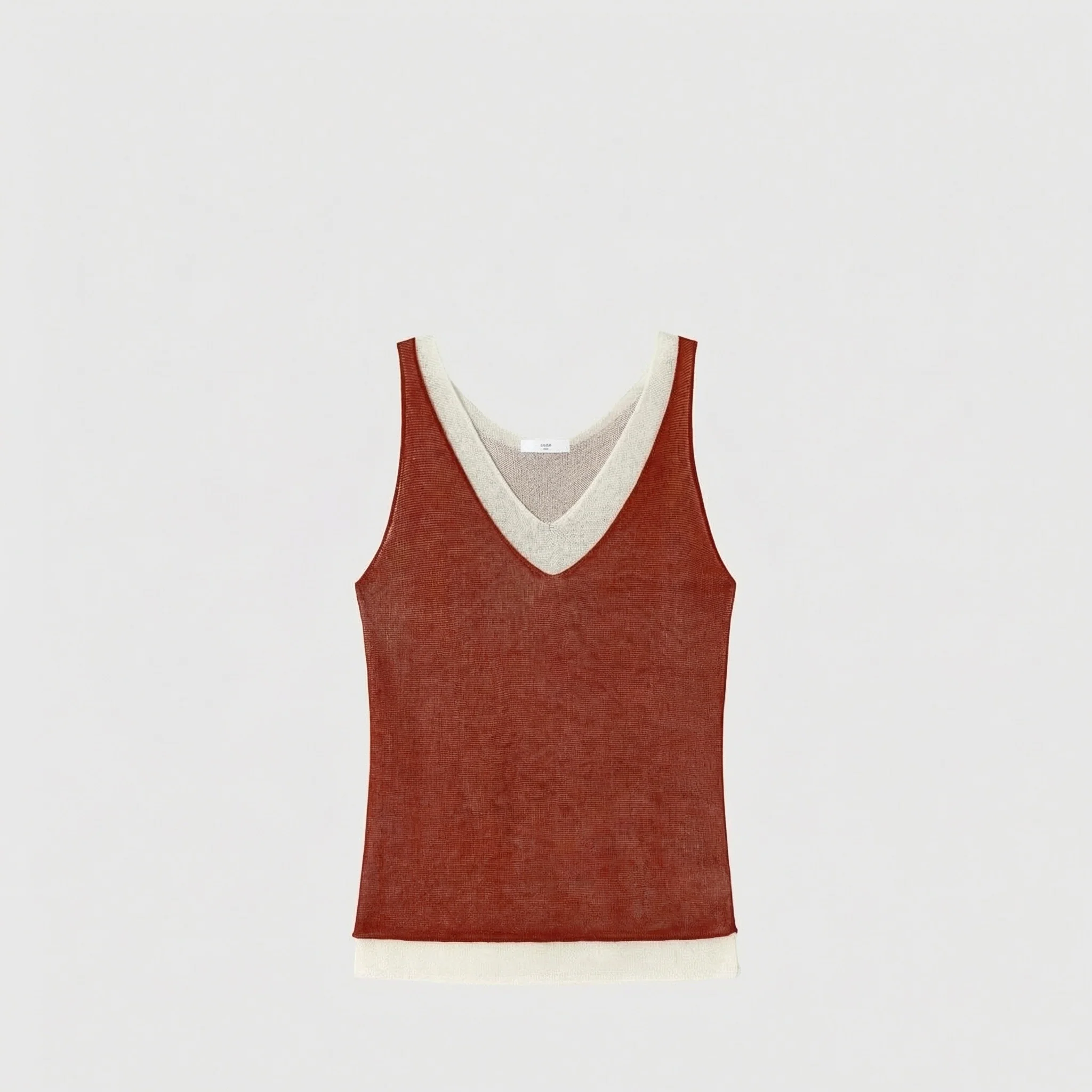 Contrast V-Neck Knit Tank - Image 7