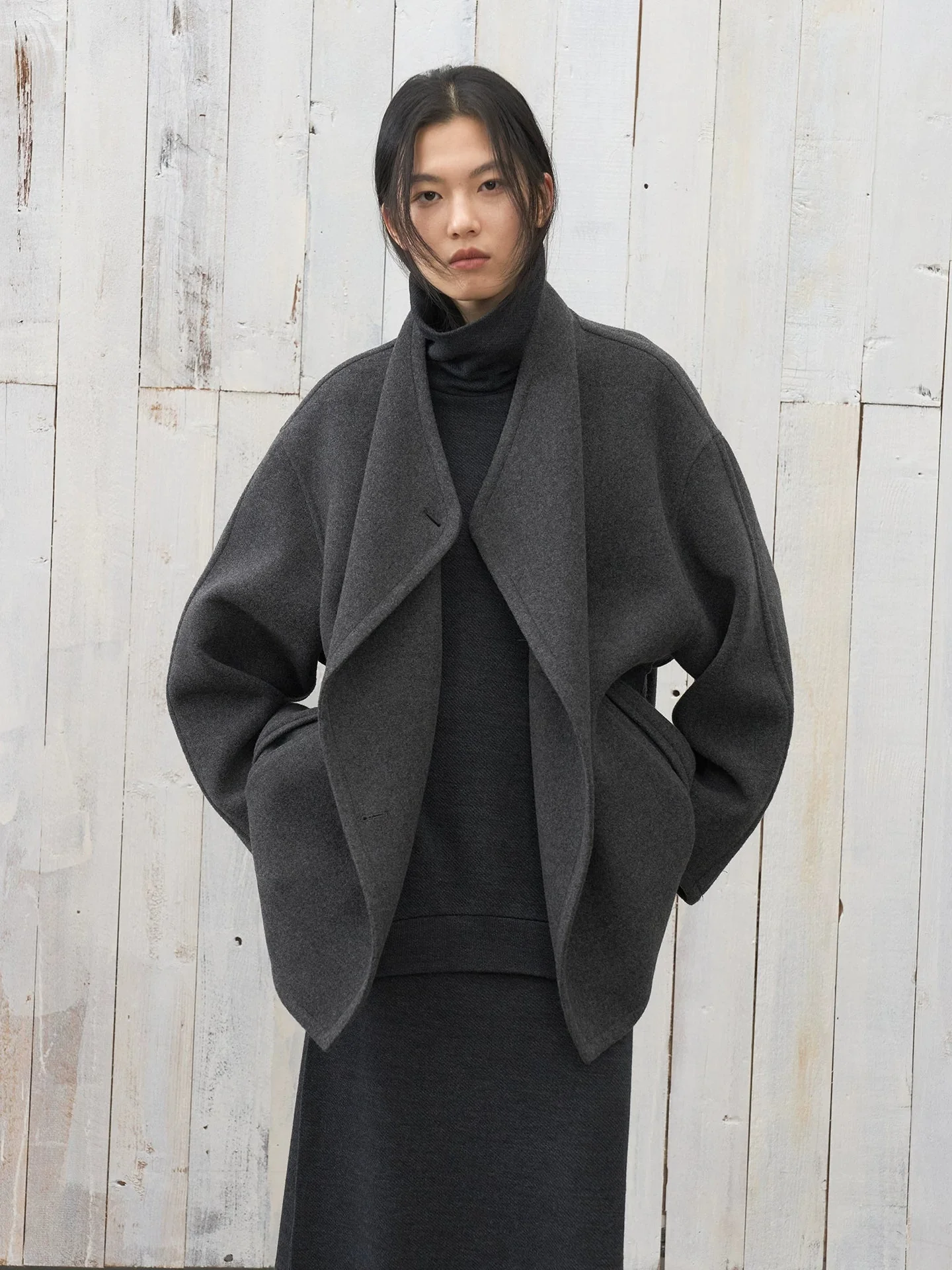 Convertible Collar Wool Jacket