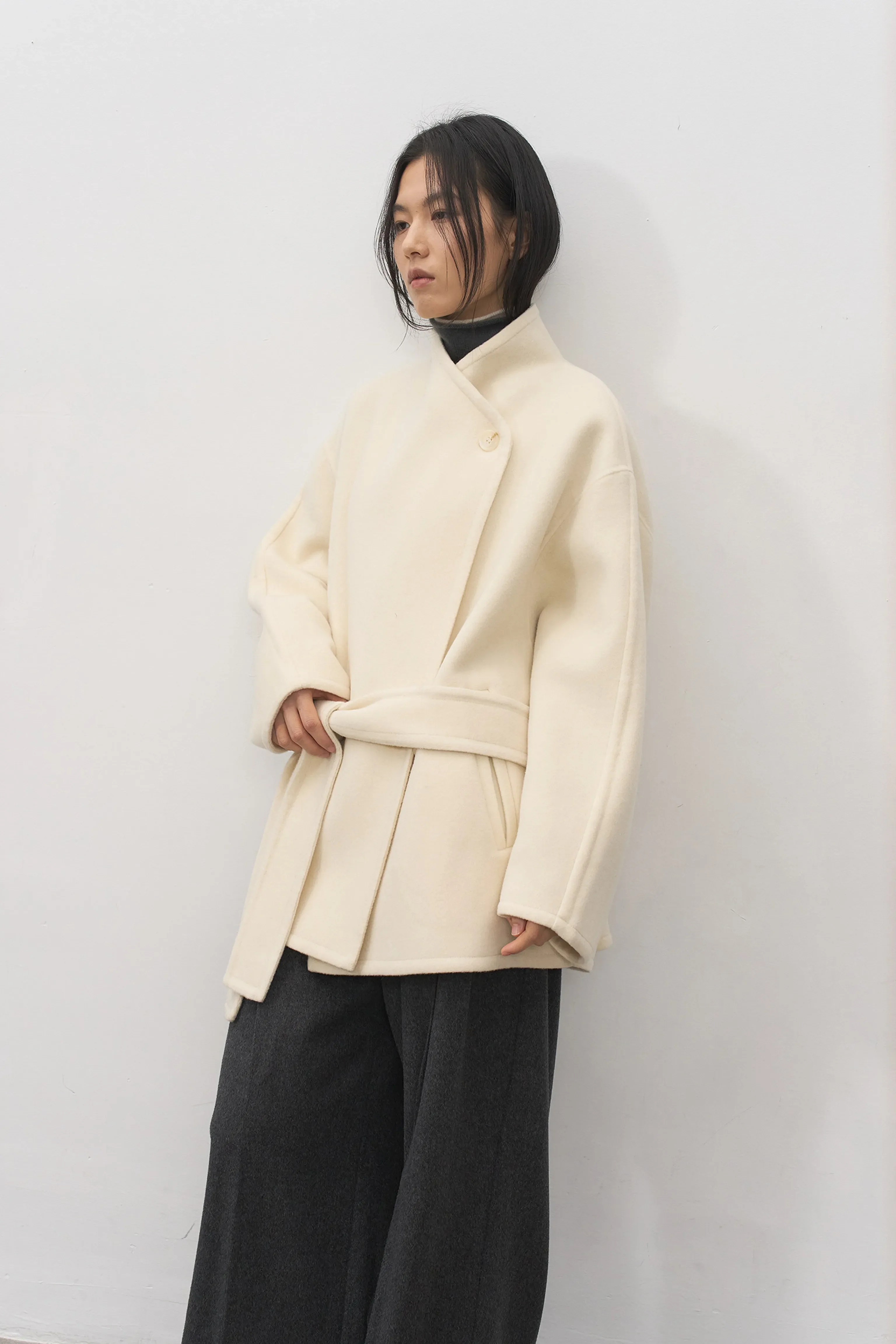 Convertible Collar Wool Jacket - Image 4