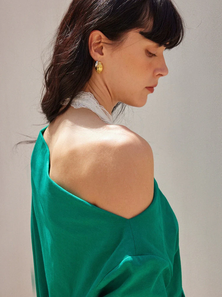 Convertible One-Shoulder Cotton Sweatshirt
