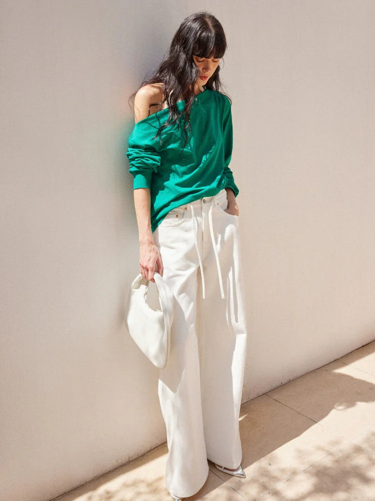 Convertible One-Shoulder Cotton Sweatshirt - Image 2
